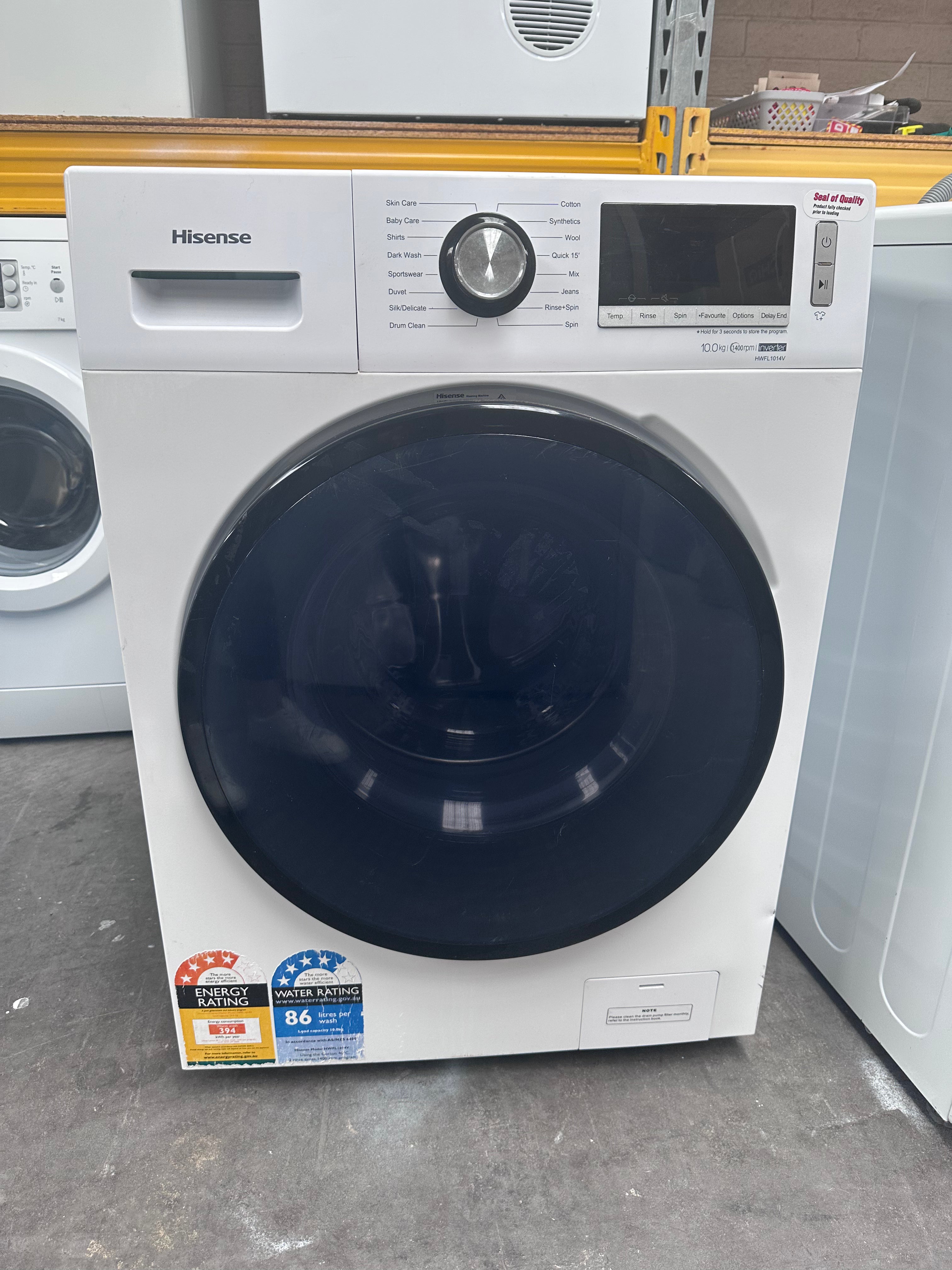 Hisense 10kg Front Load Washing Machine - Energy Efficient, Quiet Operation [Certified Refurbished] - Perfect for Apartments & Small Laundry Rooms