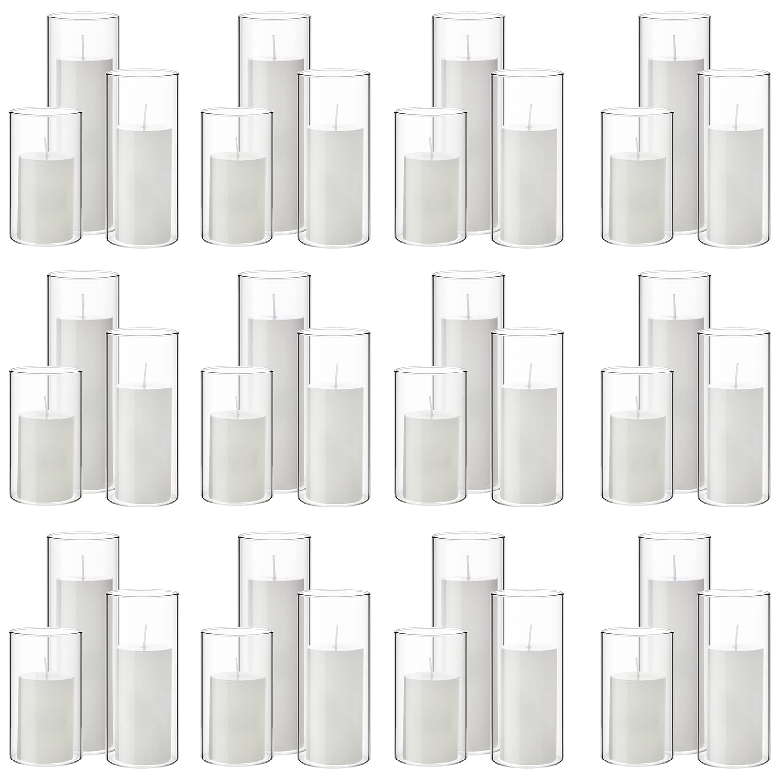 Shihanee 36-Pack Pillar Candles & Glass Vases Set - Wedding Centerpieces for Home Decor