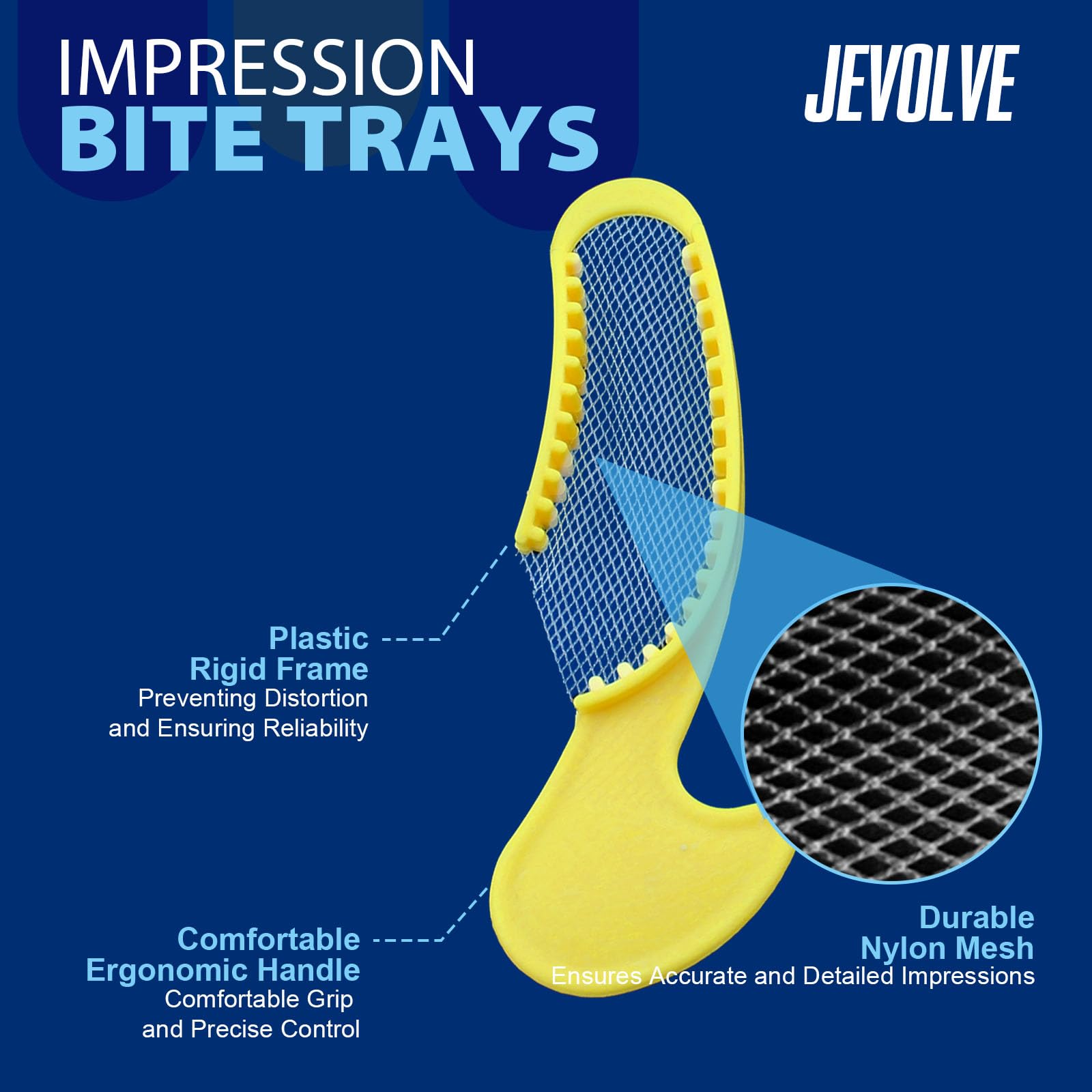 105PCs Dental Grade Disposable Triple Bite Registration Trays - Large Half & Quadrant Size for Accurate Teeth Impressions | Rigid Plastic Frame & Nylon Mesh Impression Trays for Dentists, Orthodontists | Perfect for Dental Clinics, Teeth Whitening & Braces Fitting