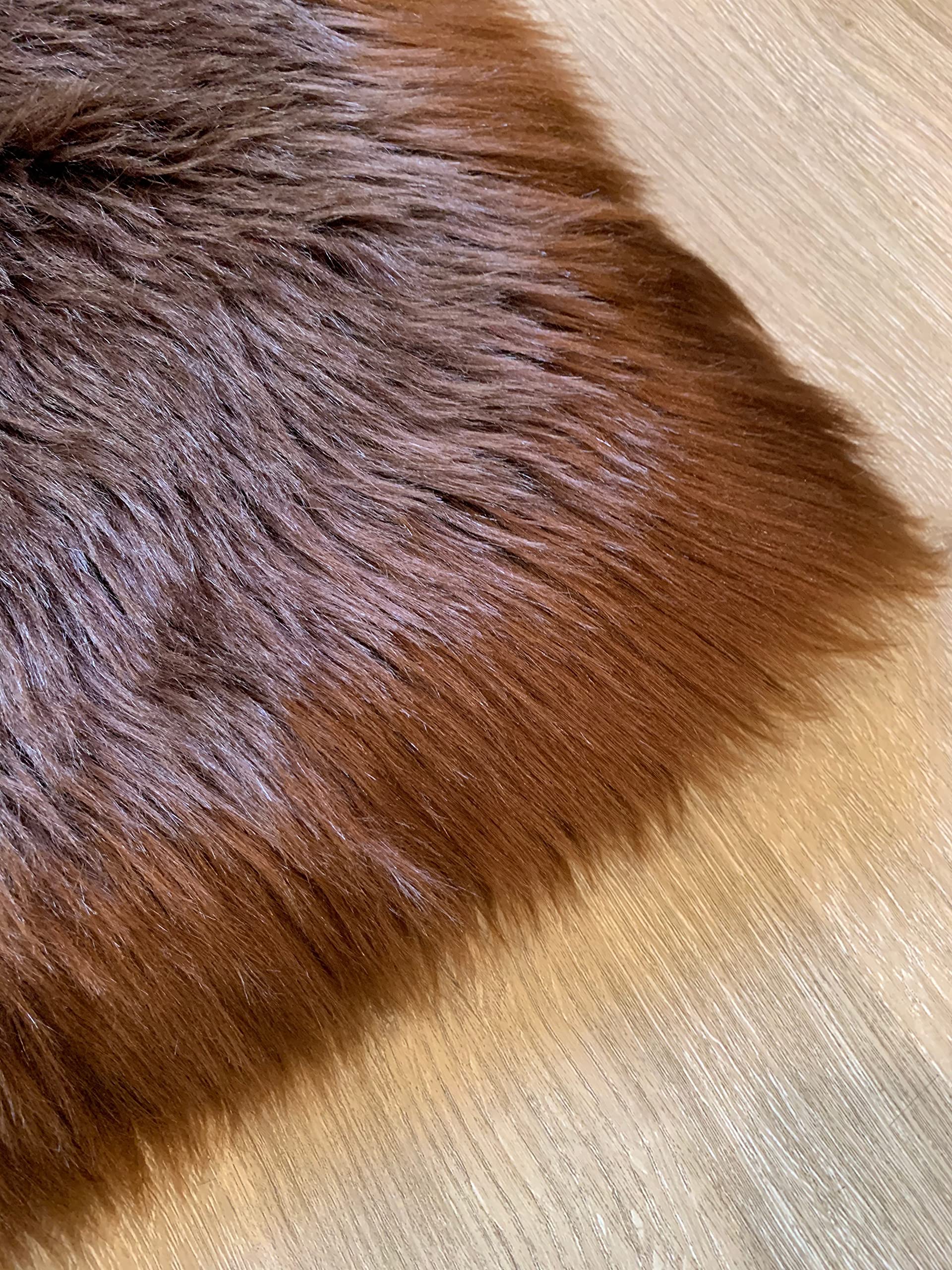 LAMBZY Faux Sheepskin Rug - Super Soft Hypoallergenic Shaggy Carpet for Living Room, Bedroom, Nursery | Plush & Silky Texture | 5x8 Feet Brown Area Rug | Perfect for Cozy Home Decor, Kids Play Area & Sofa Accent