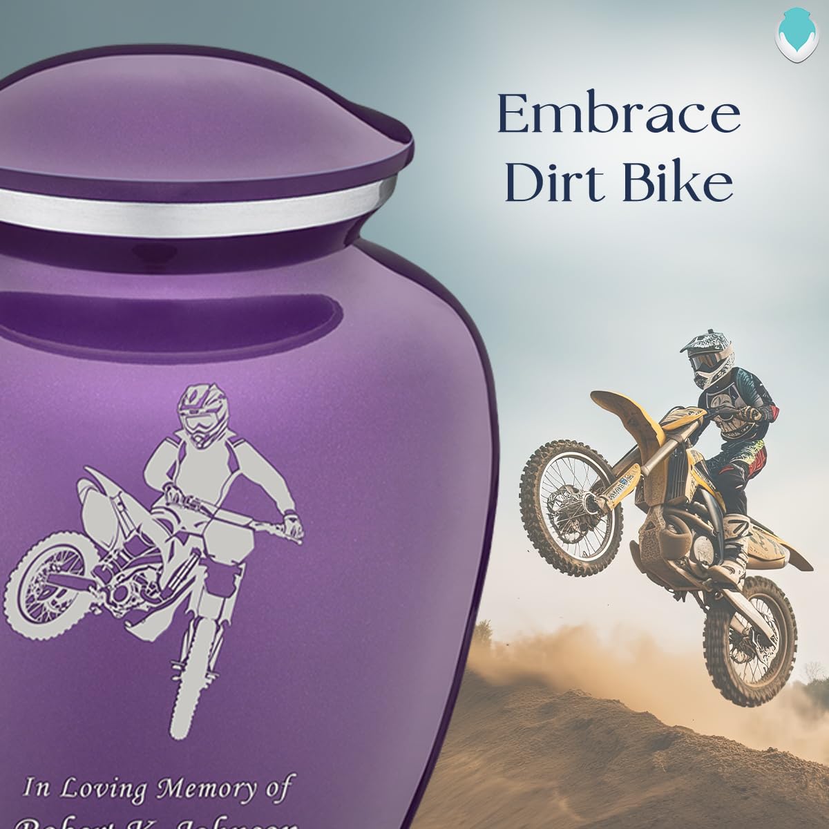 Personalized Dirtbike Cremation Urn for Ashes - Large Purple Funeral Urn for Men & Women with Double-Sided Engraving (Holds 200 lbs) - Memorial Keepsake for Motorcycle Lovers & Outdoor Enthusiasts