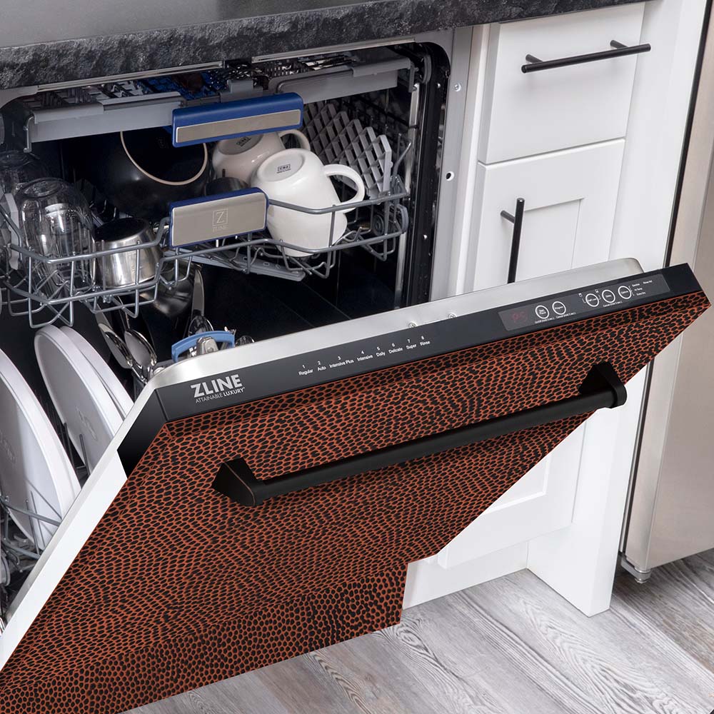 ZLINE 24 Inch Tallac Series 3rd Rack Tall Tub Dishwasher - Hand Hammered Copper with Stainless Steel Tub, 51dBa Quiet Operation (DWV HH 24) | Perfect for Modern Kitchens & Open-Concept Homes