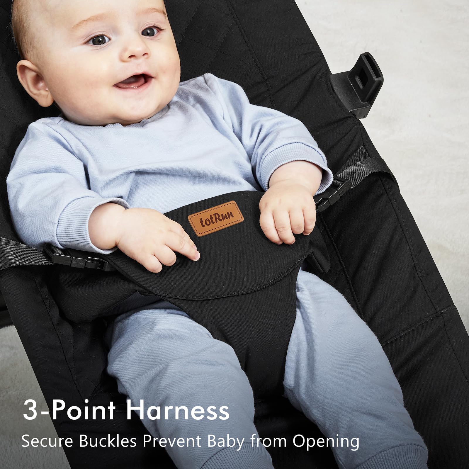 Baby Bouncer Chair with Comfortable Support - Safe Infant Rocker for Newborns & Toddlers (Black) - Perfect for Playtime, Naps & Soothing Fussy Babies