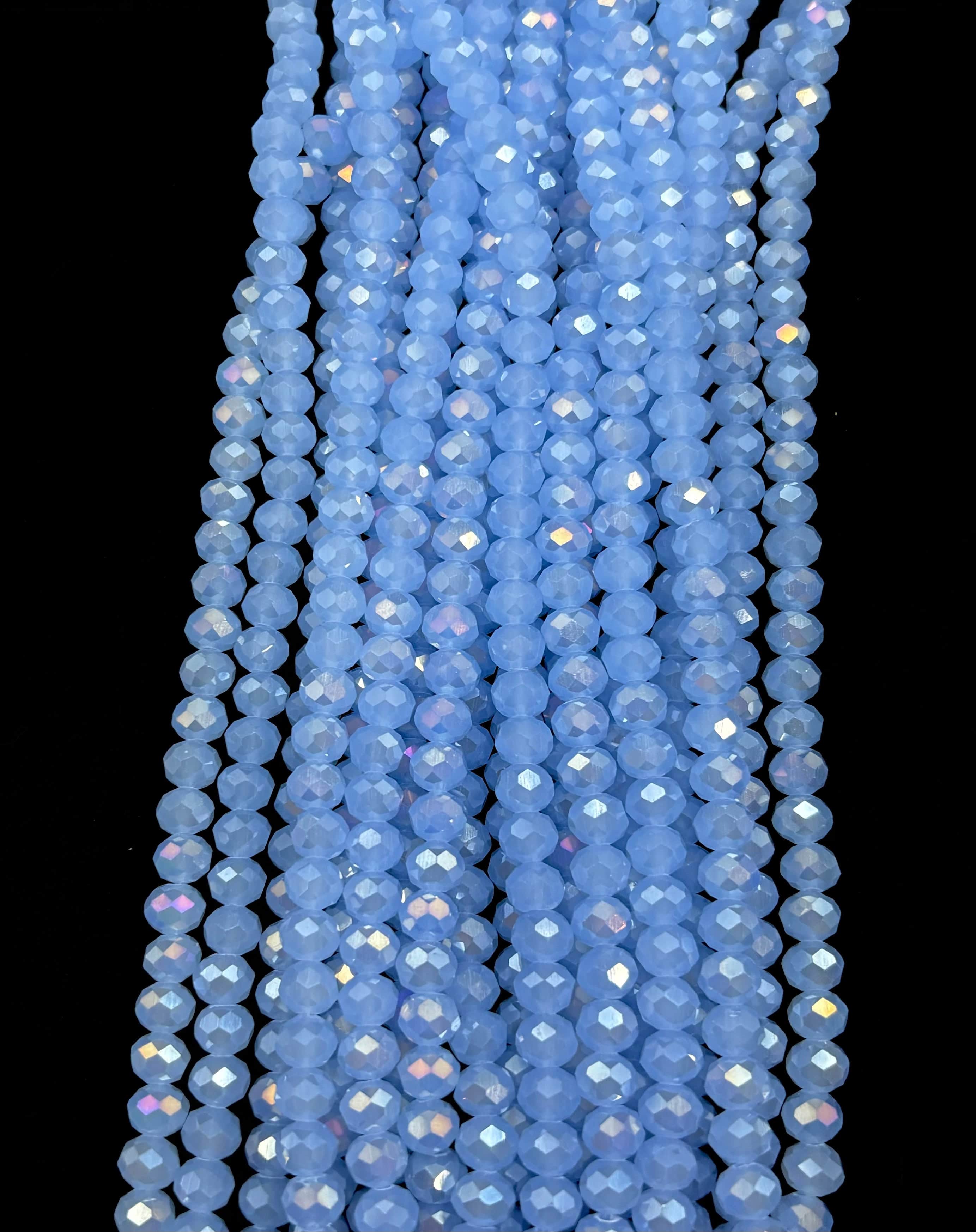 Blue Crystal Bead Strands for Jewelry Making - DIY Necklace Bracelet Craft Supplies | Perfect for Beading, Wedding Decor, Gift Wrapping