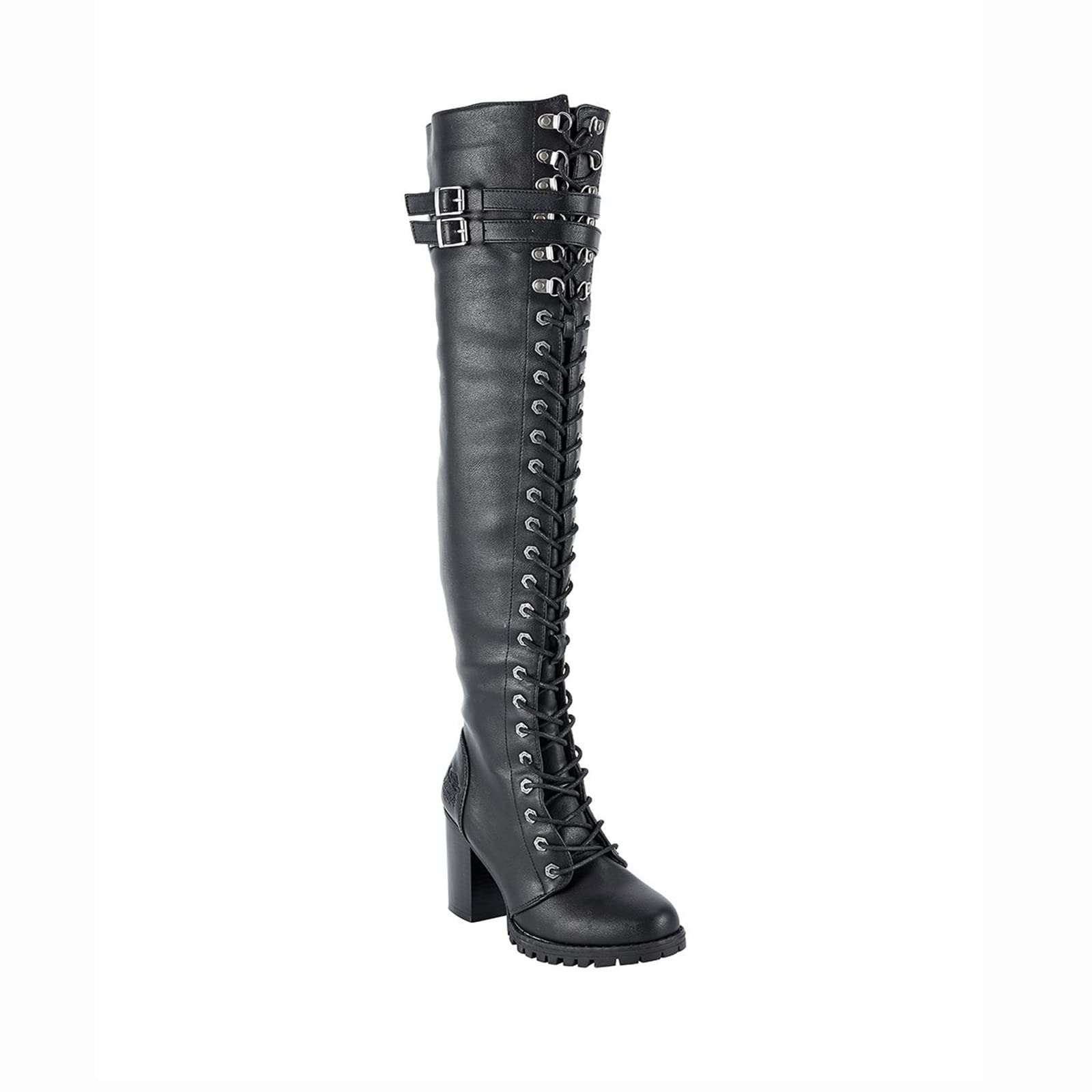 GARGOYLE BELLS Women's Over The Knee Boots - Lace Up Thigh High Boots with Zip & Buckle Closure | Soft Leather Tall Boots for Women | Perfect for Fall Fashion, Night Out & Winter Outfits