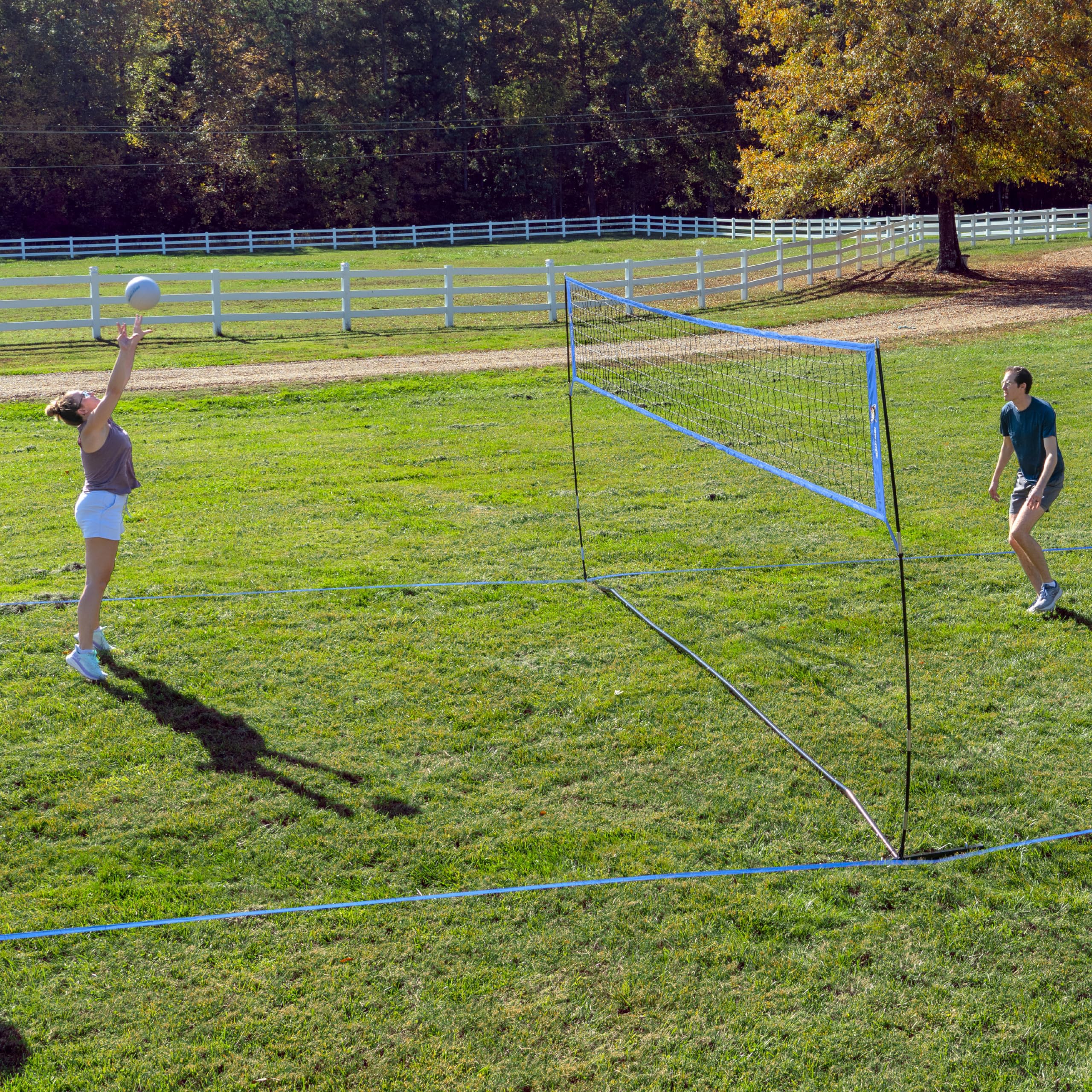 Premium Outdoor Volleyball Net Set - 12FT/20FT/32FT Adjustable Height with Volleyball, Pump, Boundary Markers & Carry Bag - Perfect for Backyard, Beach, Park & Camping Games