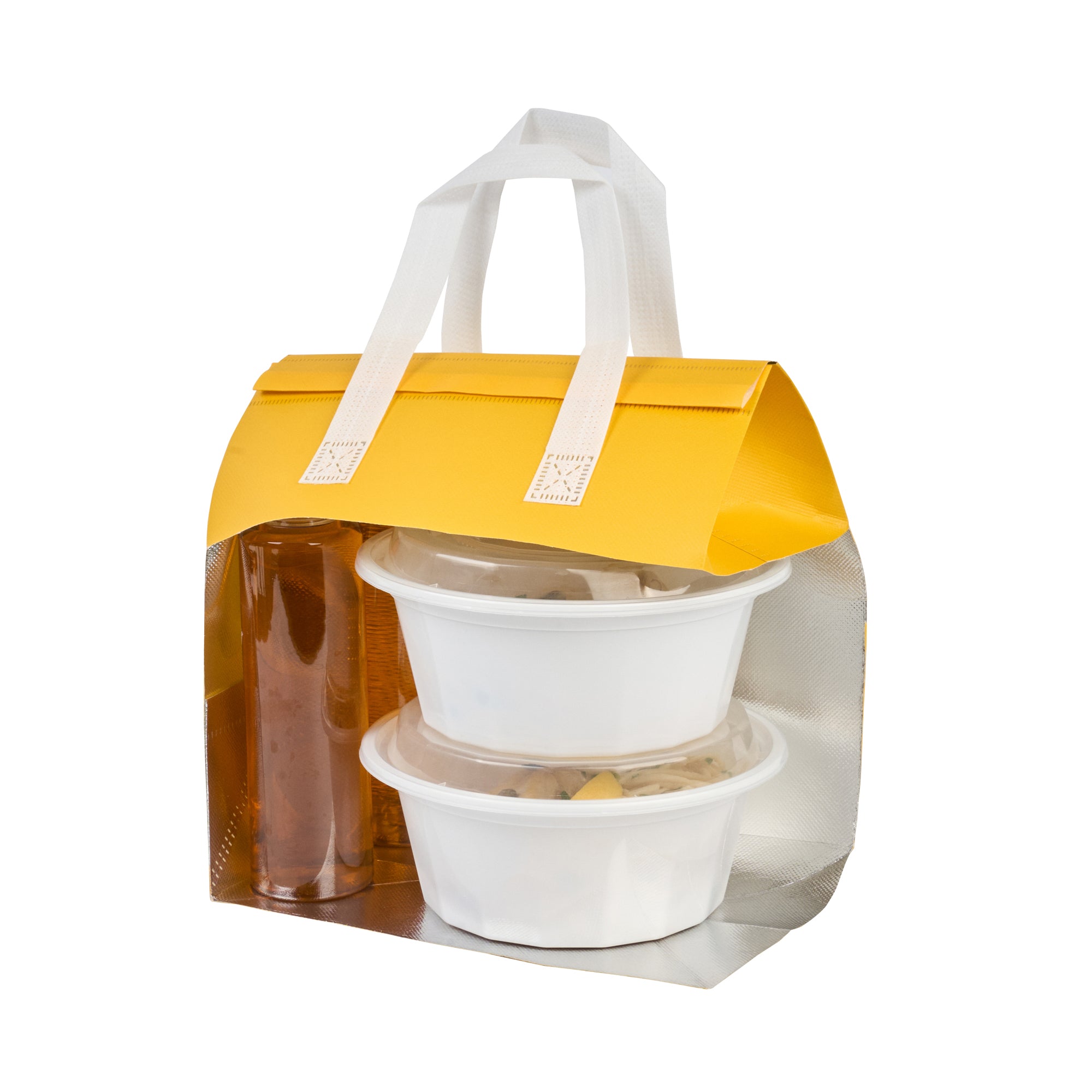 Insulated Yellow Takeout Bags - Tamper Evident Food Delivery Bags (9.5