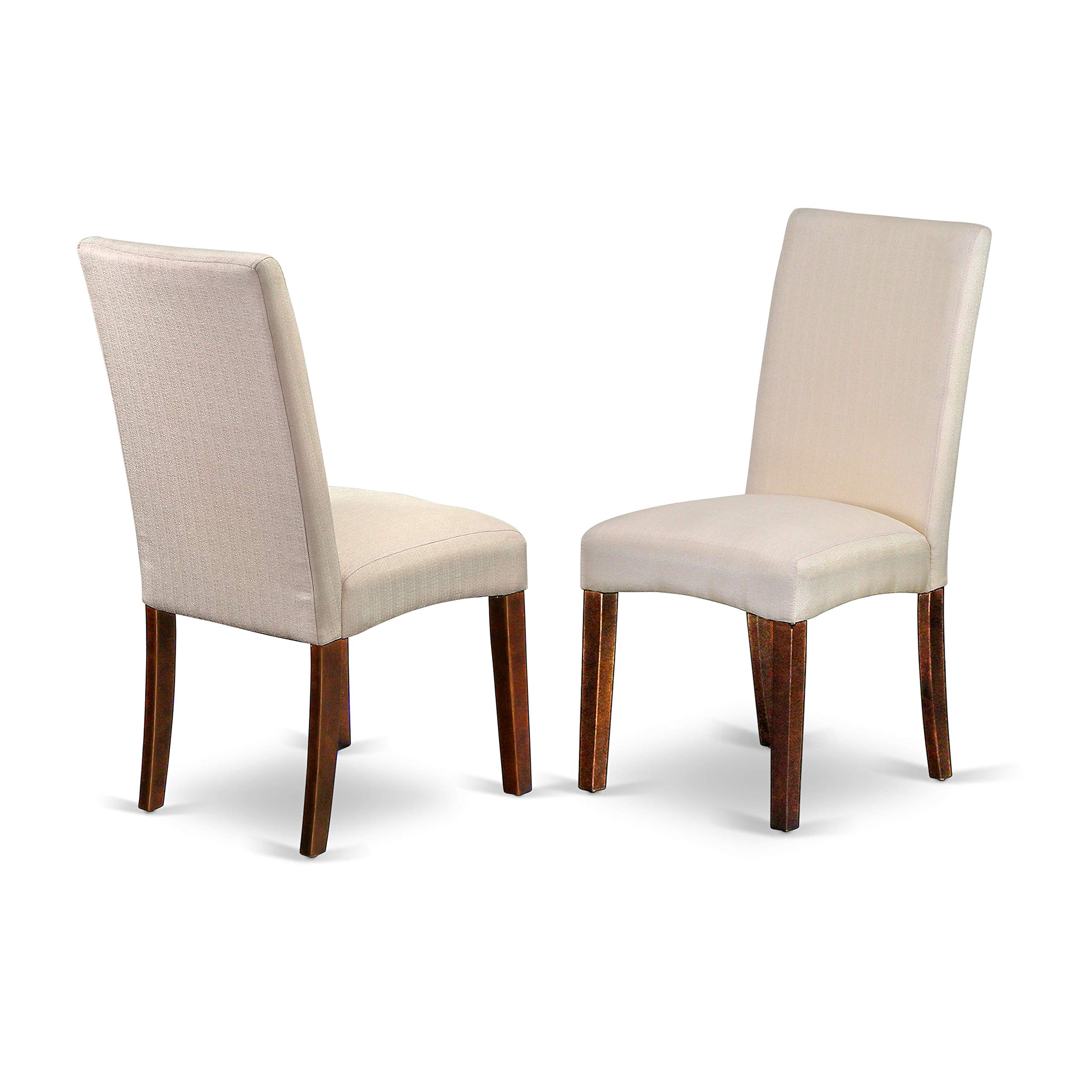 East West Furniture DLDR3-MAH-01 3-Piece Kitchen Table Set with Round Drop-Leaf Dining Table & 2 Cream Linen Fabric Chairs, 42x42 Inch, Mahogany - Perfect for Small Spaces, Breakfast Nooks & Cozy Dining Areas