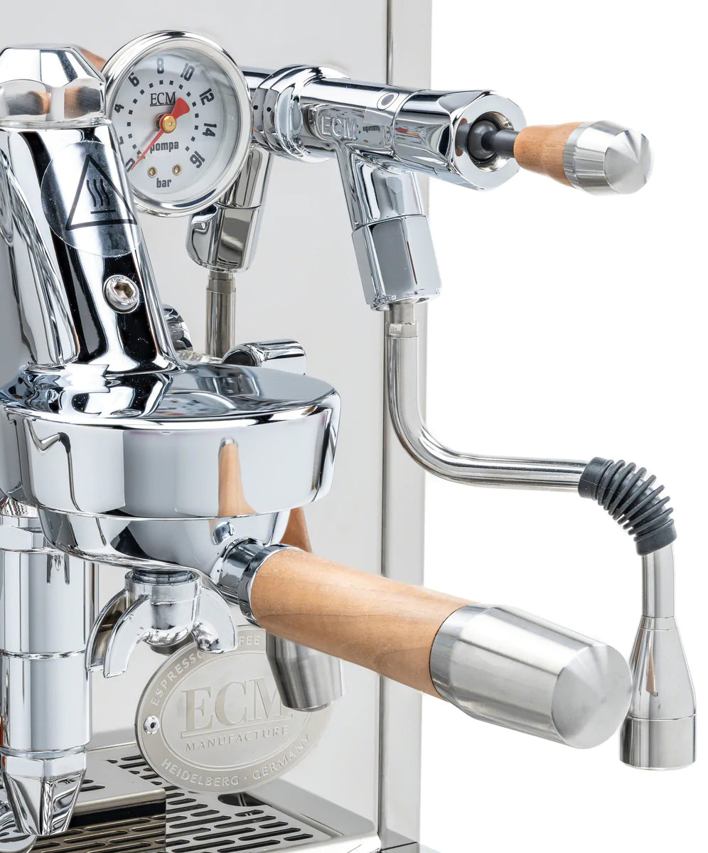 ECM Synchronika Espresso Machine with Walnut Wood & Chrome Finish - Professional Barista-Grade Coffee Maker for Home & Café Use