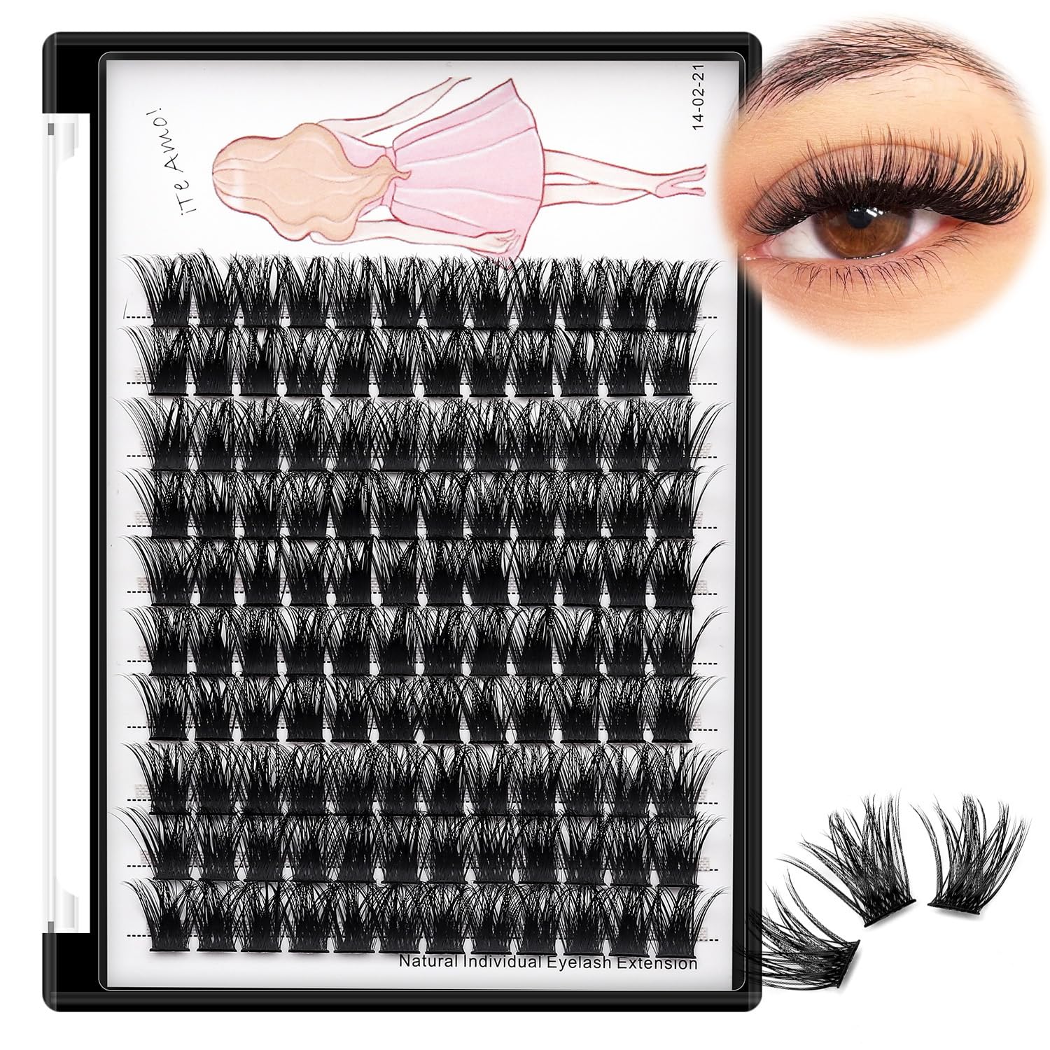 Bodermincer 120 Clusters/Box - 3D Effect Glue Bonded Cluster Eyelash Extensions, 10MM Wide Individual False Eyelashes for Natural Volume & Length - Perfect for Home Lash Extensions, Parties & Special Occasions