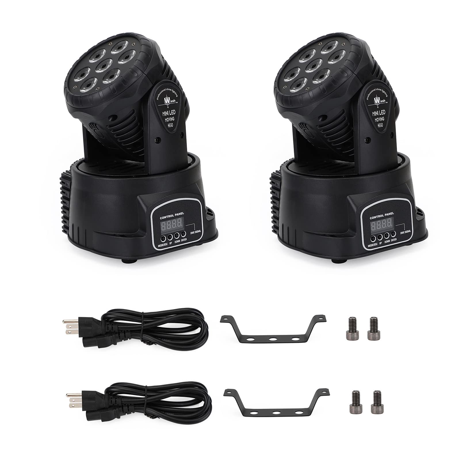 2Pcs 7x10W RGBW Moving Head Stage Lights with Sound Activation & DMX Control - Professional DJ Lighting for Live Shows, Bars, Clubs, and Party Events | Perfect for Stage Performances, Nightclubs, and Disco Dance Floors
