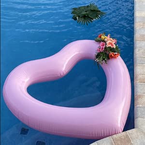 Inflatable Heart Pool Float - Sweet Love Swim Ring Lounger Tube for Summer Water Fun, Beach Party, Pool Party - Perfect for Kids & Adults (Pink, 55