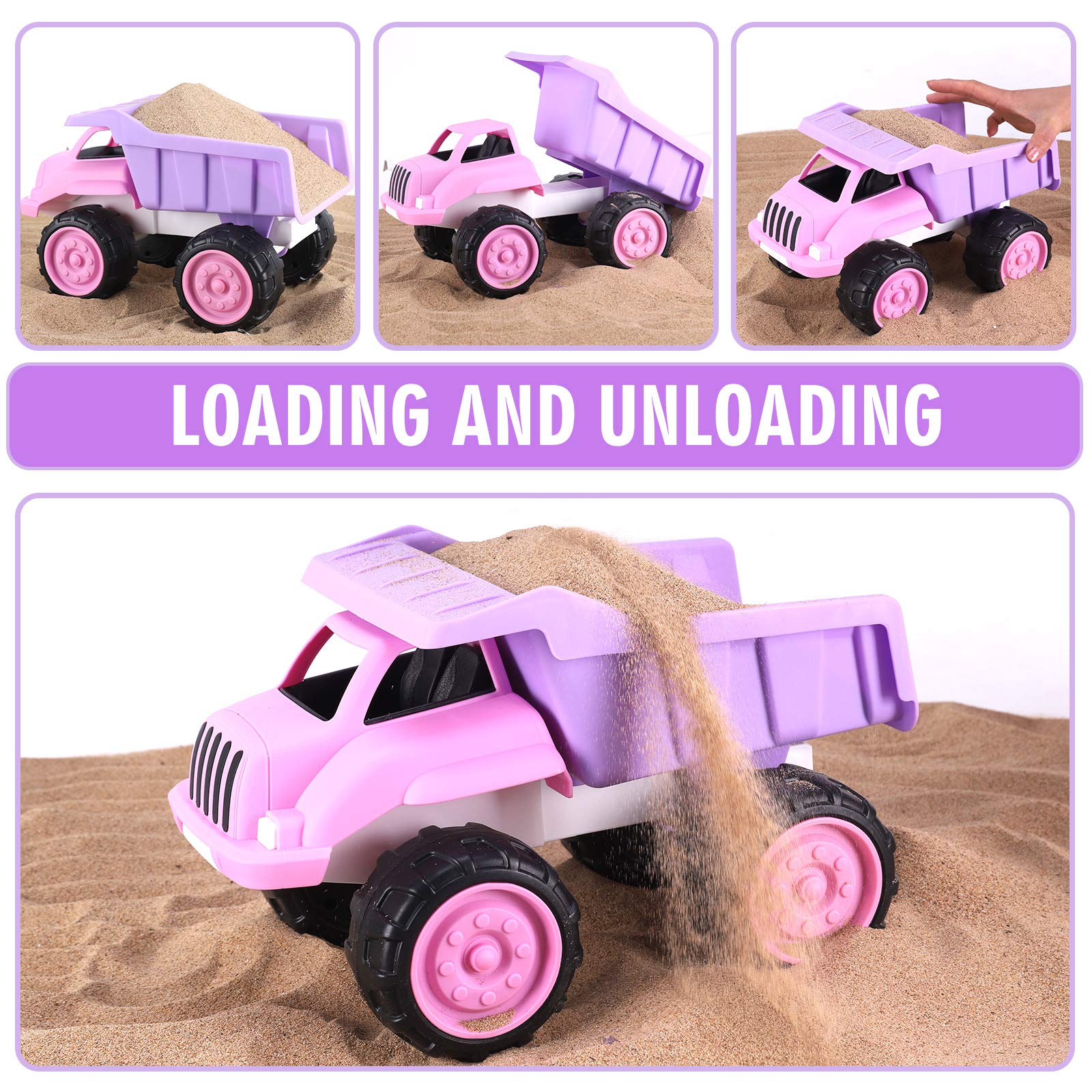 Pink Plastic Dump Truck Toy for Toddlers & Girls - Large Tilting Dumper Play Vehicle for Indoor & Outdoor Play - Fun Construction Toy for Sandbox, Backyard & Pretend Play