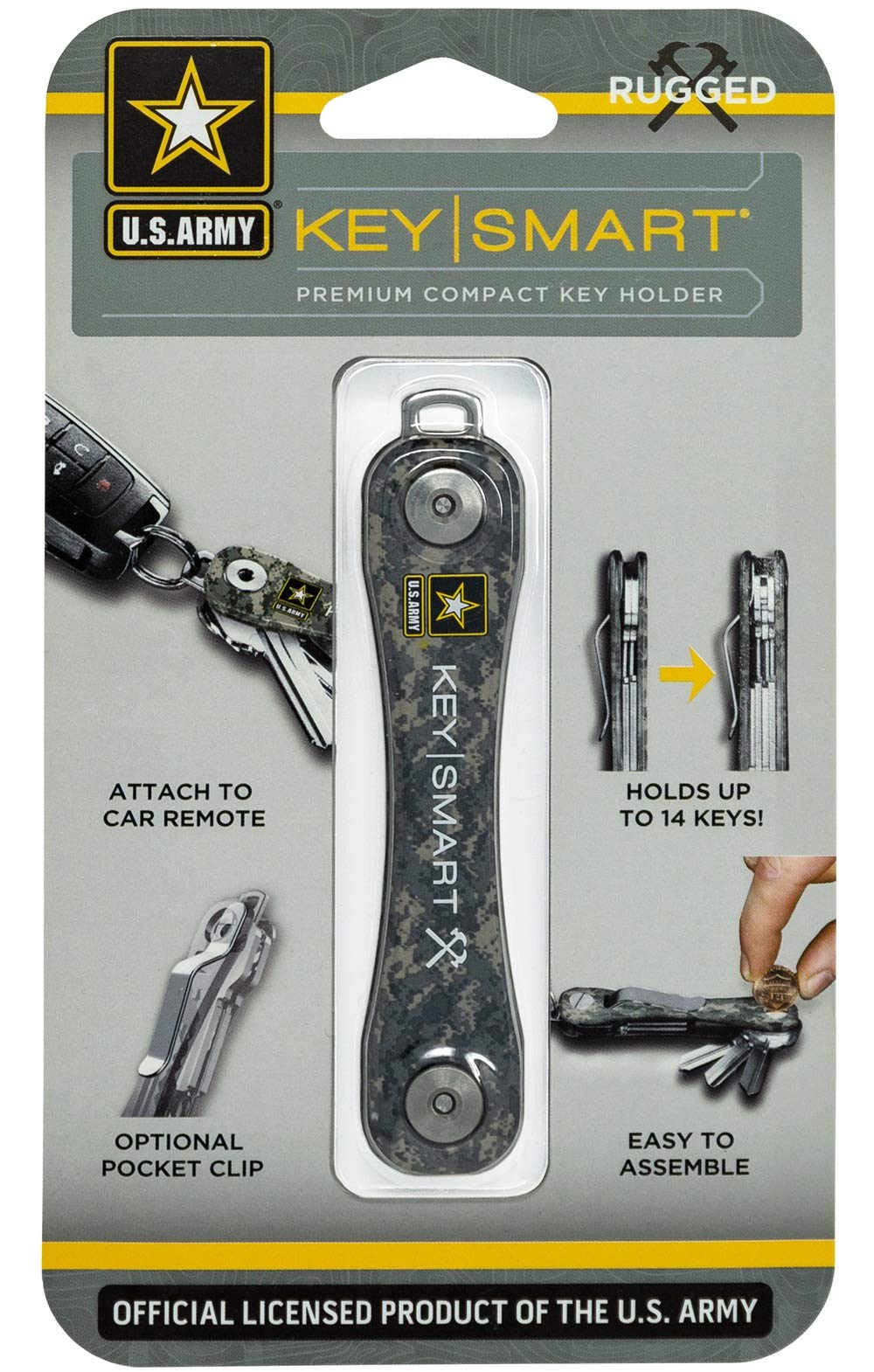 KeySmart Rugged Multi-Tool Key Holder - 14 Keys with Bottle Opener & Clip for Outdoor & Daily Use