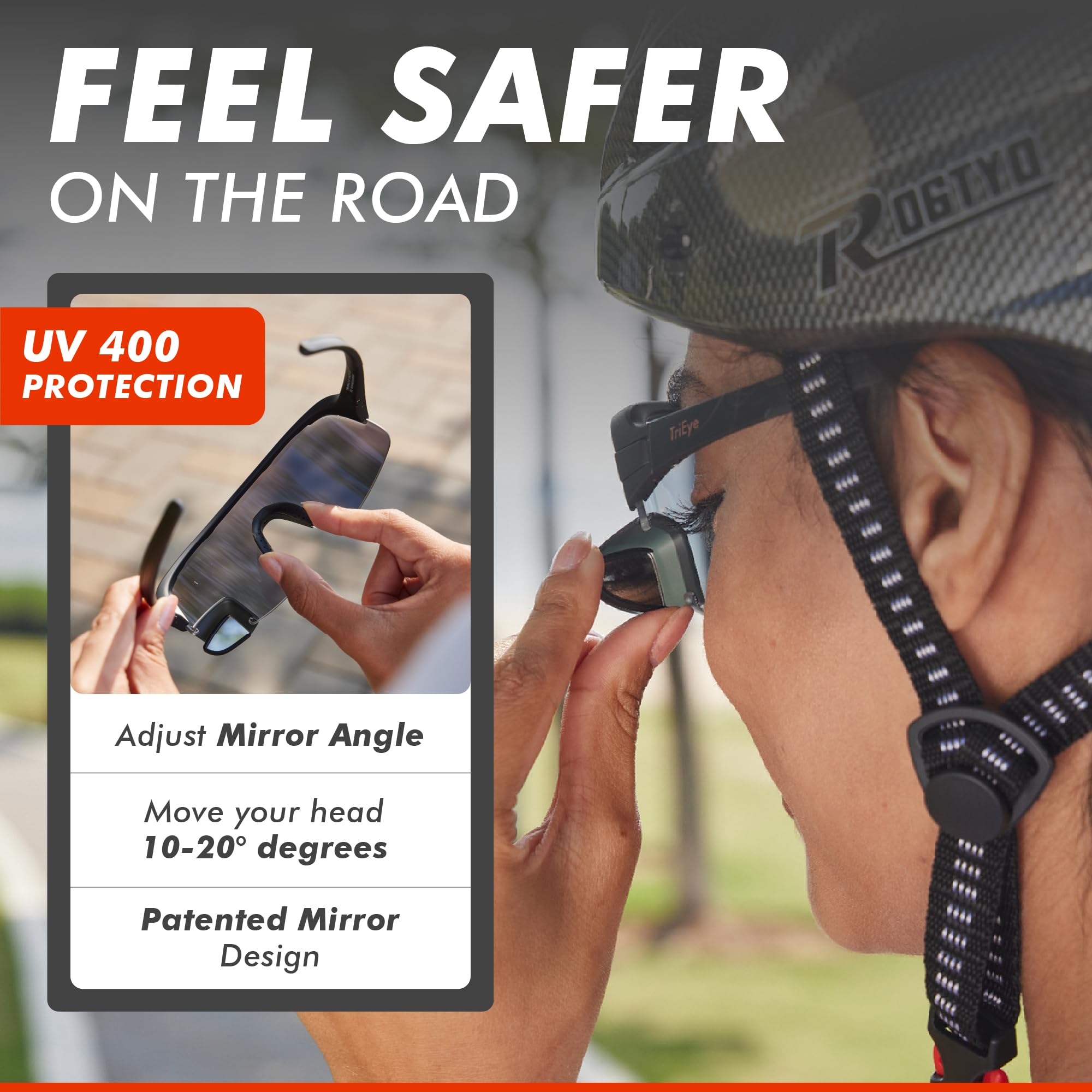 Cycling Glasses with Rear-view Mirror - UV400 Protection Sports Sunglasses for Men & Women - Lightweight Cycling Goggles for Road Biking & Mountain Cycling - Perfect for Outdoor Adventures & Commuting