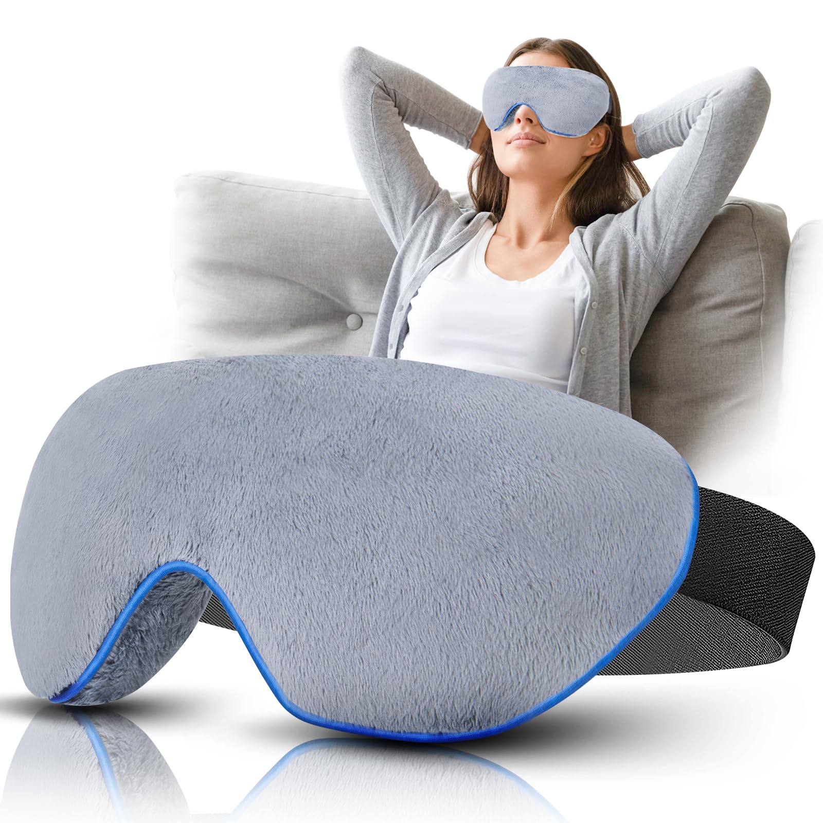 Heated Eye Mask for Dry Eyes & Fatigue Relief - Washable Microwave Warm Compress for MGD, Stye, Blepharitis - Weighted Therapy Eye Mask for Men & Women (Blue) - Perfect for Home Relaxation, Travel & Stress Relief
