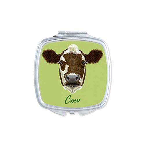 DIYthinker Brown and White Cow Print Compact Mirror - Portable Double Sided Makeup Mirror for Purse, Travel & Touch-ups (Cute Dairy Cow Animal Design)