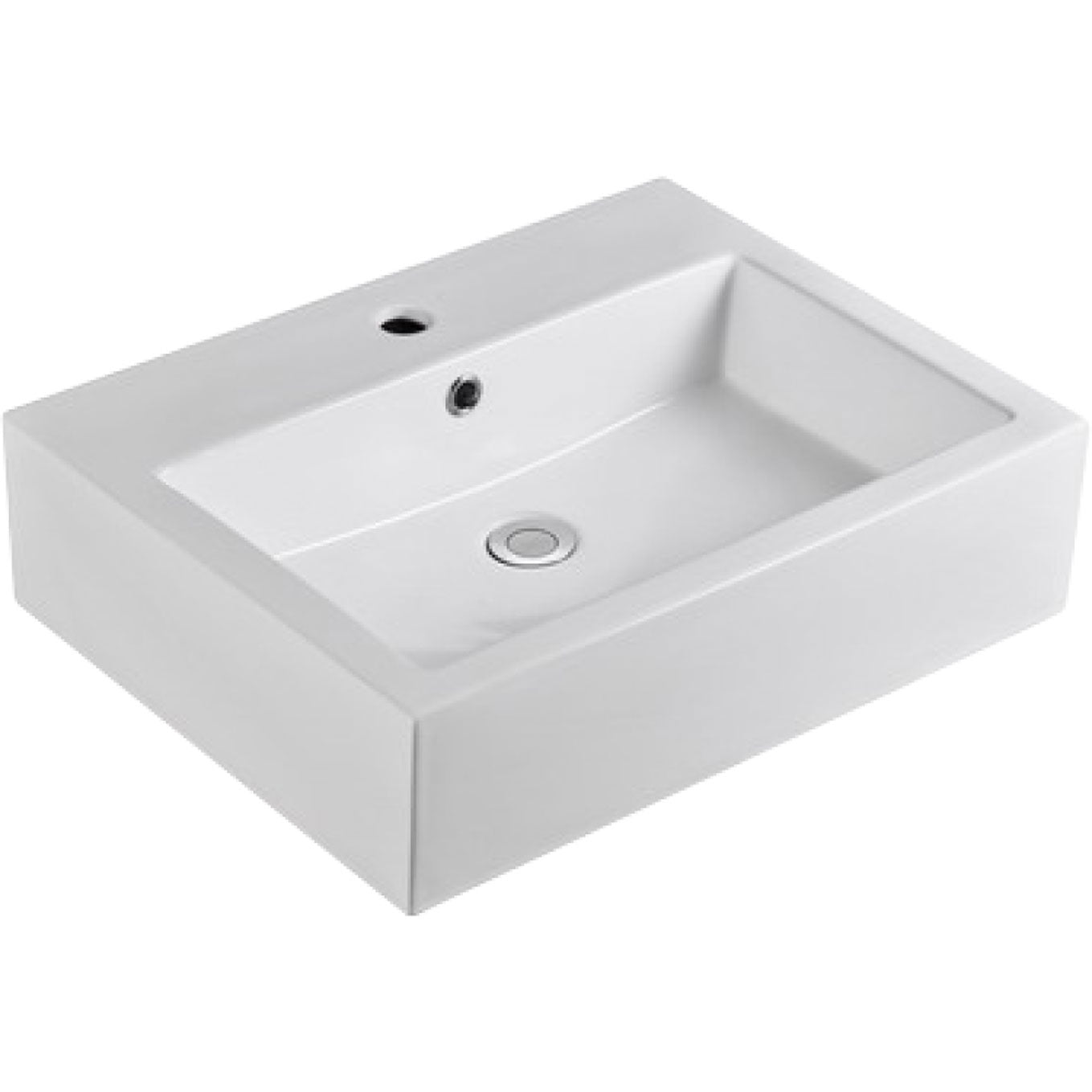Fienza RB07N Modena White Gloss Above Counter Bathroom Sink with Single Tap Hole - Perfect for Modern Vanities, Guest Bathrooms & Small Spaces