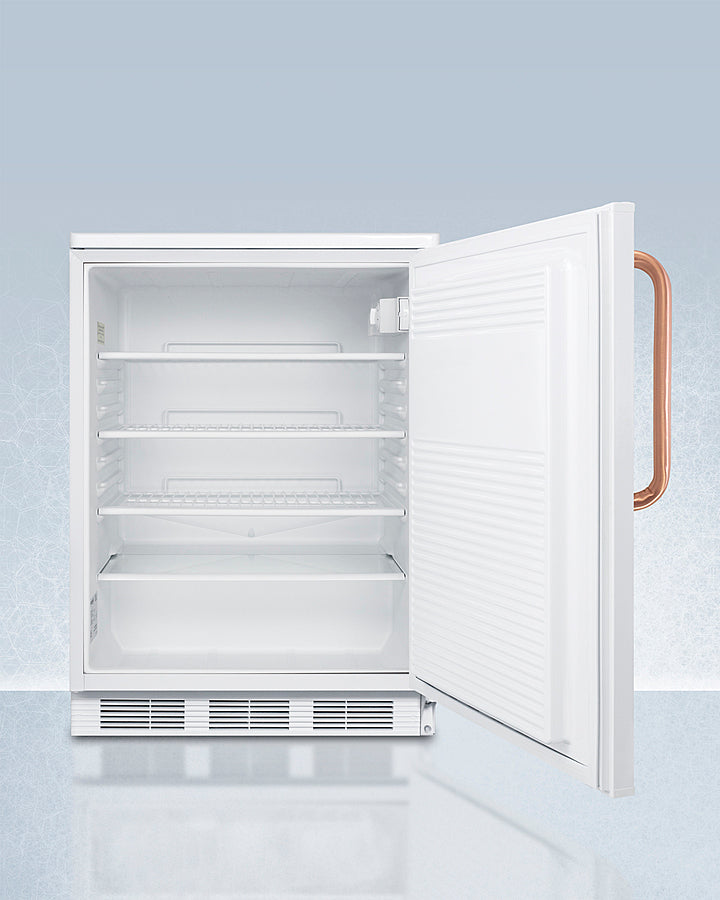 Accucold 24 Inch Wide All Refrigerator with Antimicrobial Pure Copper Handle - Energy Efficient Compact Fridge for Home, Office, Dorm, or Garage (Model FF7LWTBC)