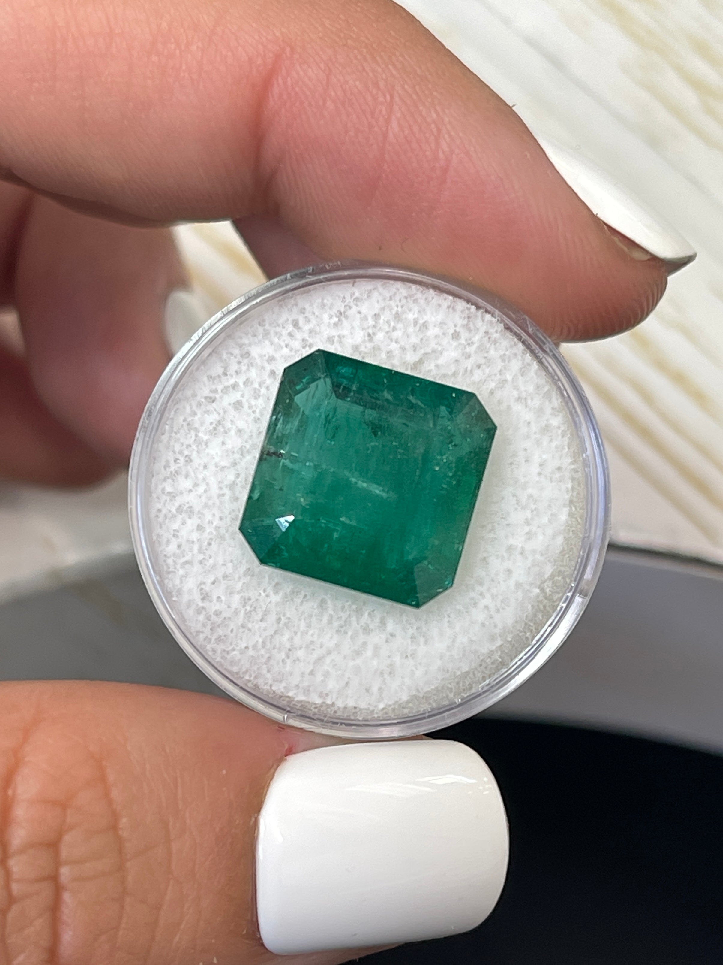 10.02 Carat Natural Zambian Emerald - 13.5x13.5mm Loose Dark Green Gemstone for Jewelry Making, Engagement Rings & Luxury Gifts