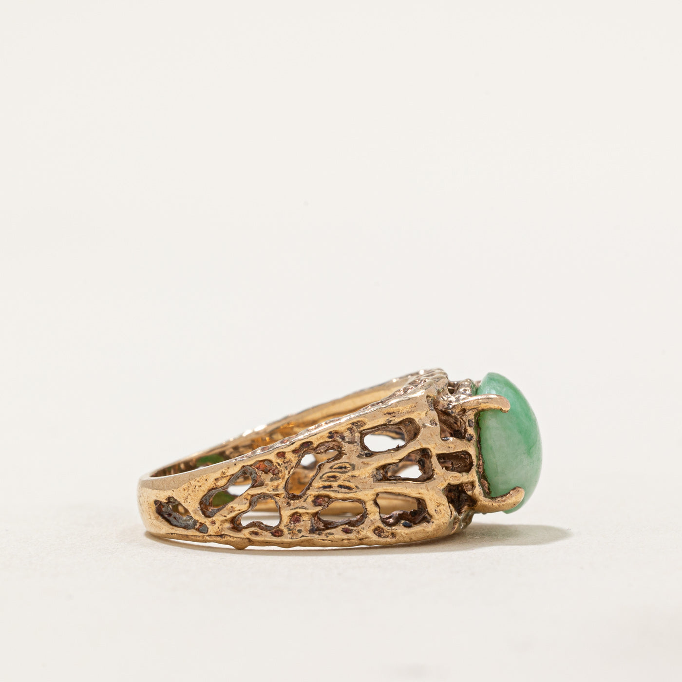 Exquisite Jade Openwork Cocktail Ring - 4.40 Carat Genuine Jade - Size 7.5 - Elegant Statement Jewelry for Parties, Weddings & Special Occasions