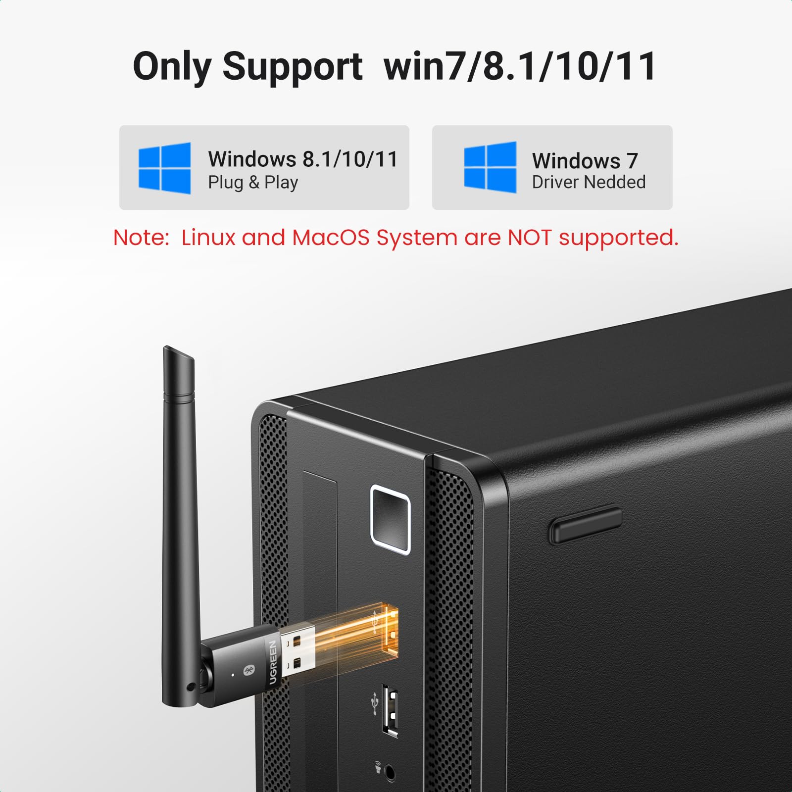 UGREEN Bluetooth 5.4 Adapter for PC - Long Range USB Bluetooth Dongle (BR+EDR+BLE) - Wireless Transfer for Mouse, Keyboard, Headphones, Speakers - Compatible with Desktop, Laptop - Windows 11/10/8.1 - Ideal for Home Office, Gaming, and Multimedia