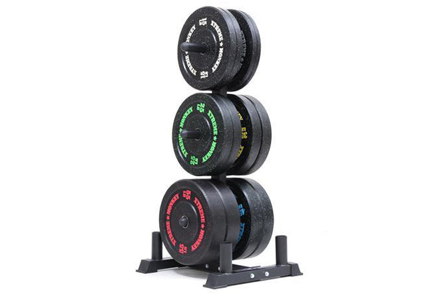 Warrior Bumper Plate Tree with Olympic Bar Storage - Heavy Duty Weight Plate Rack for Home Gym & CrossFit Training