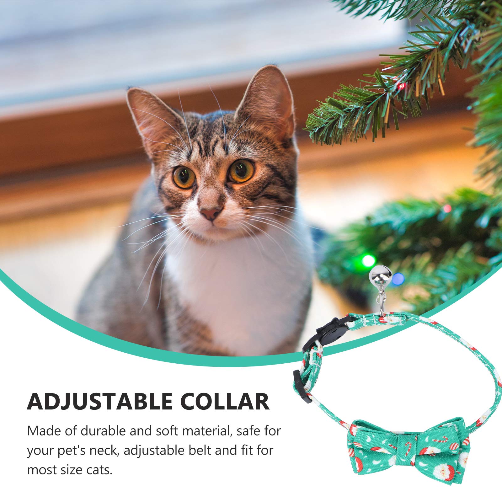 Festive Santa Cat Collar with Jingle Bells - Christmas Pet Costume for Parties & Cosplay