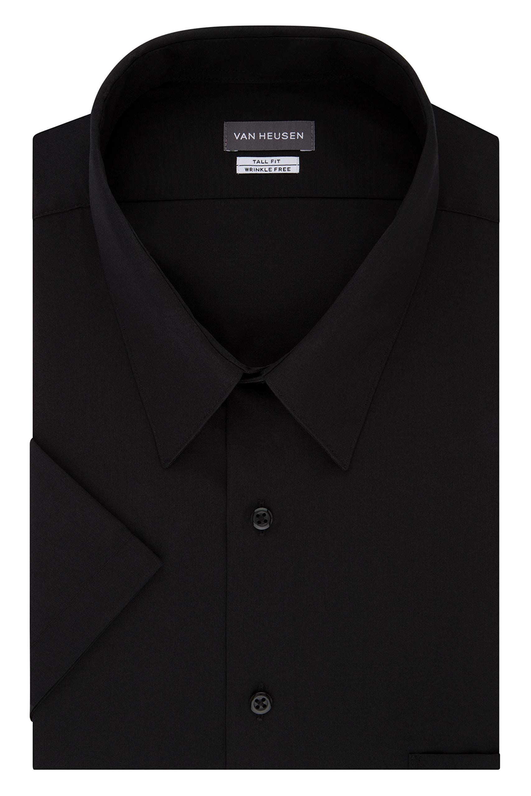 Van Heusen Men's Tall Fit Short Sleeve Dress Shirt - Premium Poplin Solid Formal Shirt for Big & Tall Men - Perfect for Office Wear, Business Meetings & Special Occasions