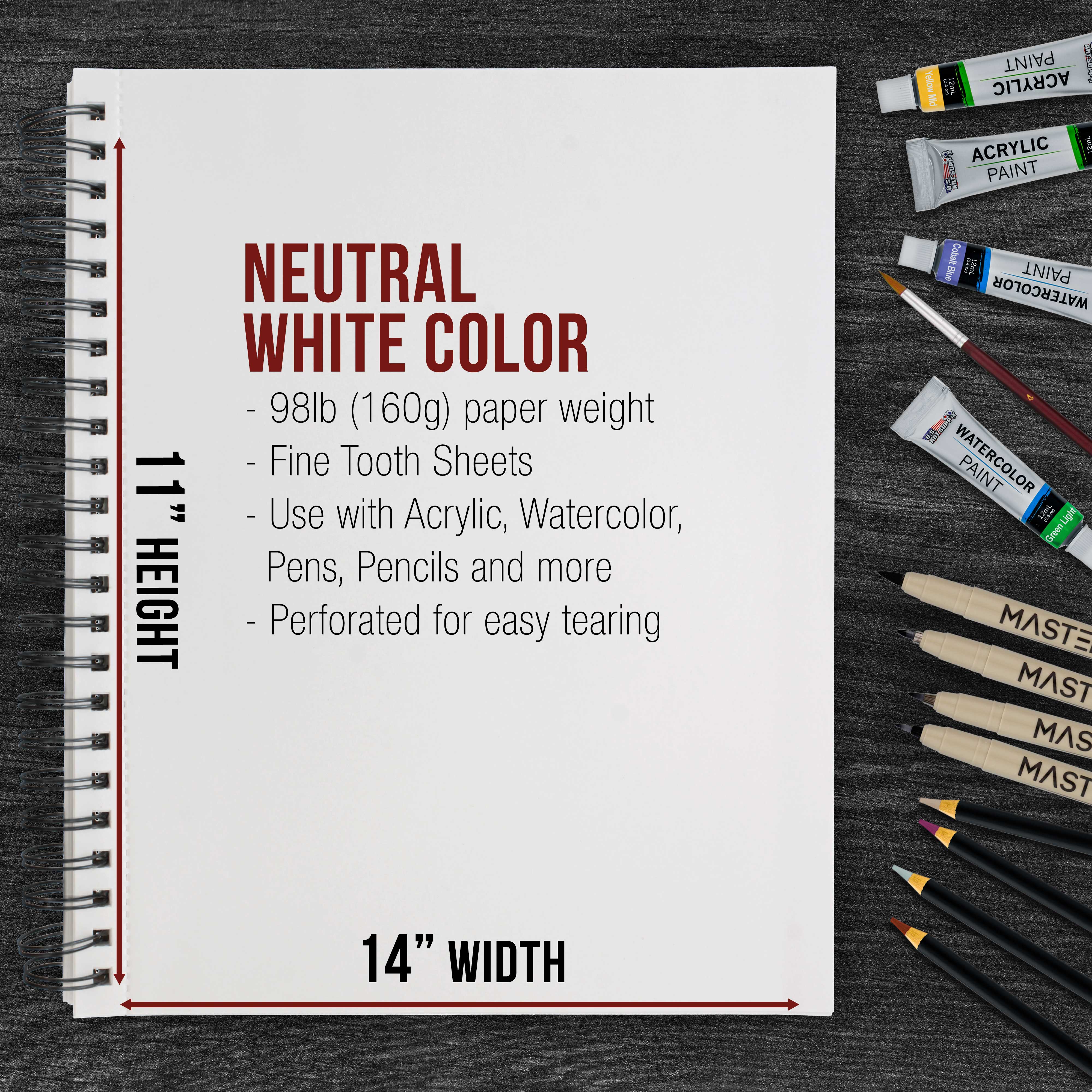 Premium 11x14 Mixed Media Sketchbook - 2 Pack (60 Sheets, 98 lb/160 gsm) | Spiral Bound Acid-Free Paper for Drawing, Painting & Watercolor | Perfect for Artists, Students & Professionals - Home Studio & Outdoor Sketching