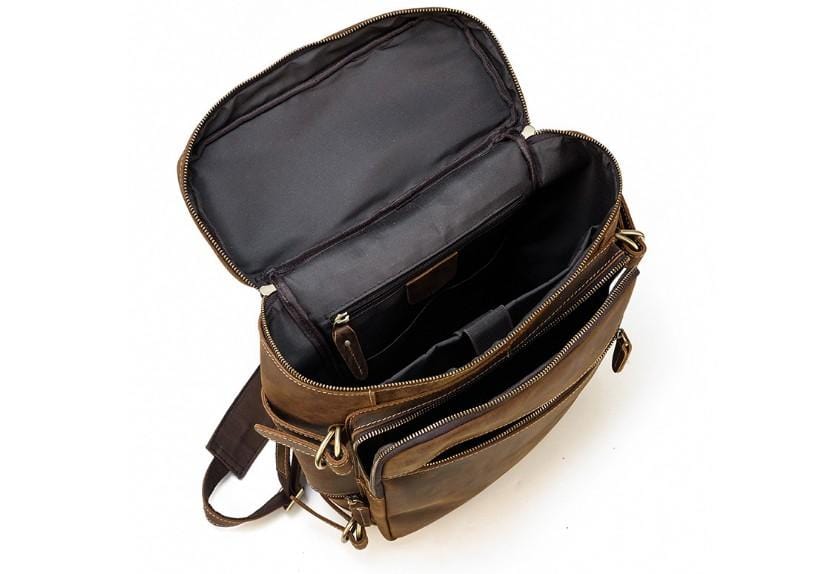 Women's & Men's Brown Leather Backpack - Stylish Rucksack Purse for Travel, Work & Daily Use | Durable & Fashionable Unisex Design