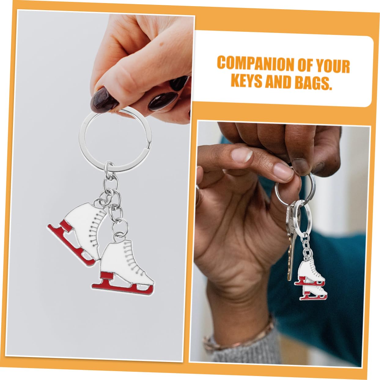 BESPORTBLE 3-Piece Skate Keychain Set - Mini Ice Skate Keyrings, Hanging Skates Ornaments & Charm Pendants for Bags - Perfect for Skaters, Winter Sports Fans & Gift Giving