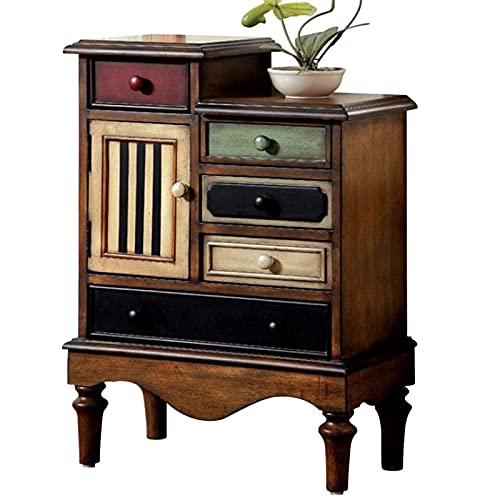 Vintage Walnut Brown Accent Chest with 5 Drawers - Classic Storage Solution for Bedroom, Living Room & Entryway | Solid Wood Dresser for Home Decor & Organization