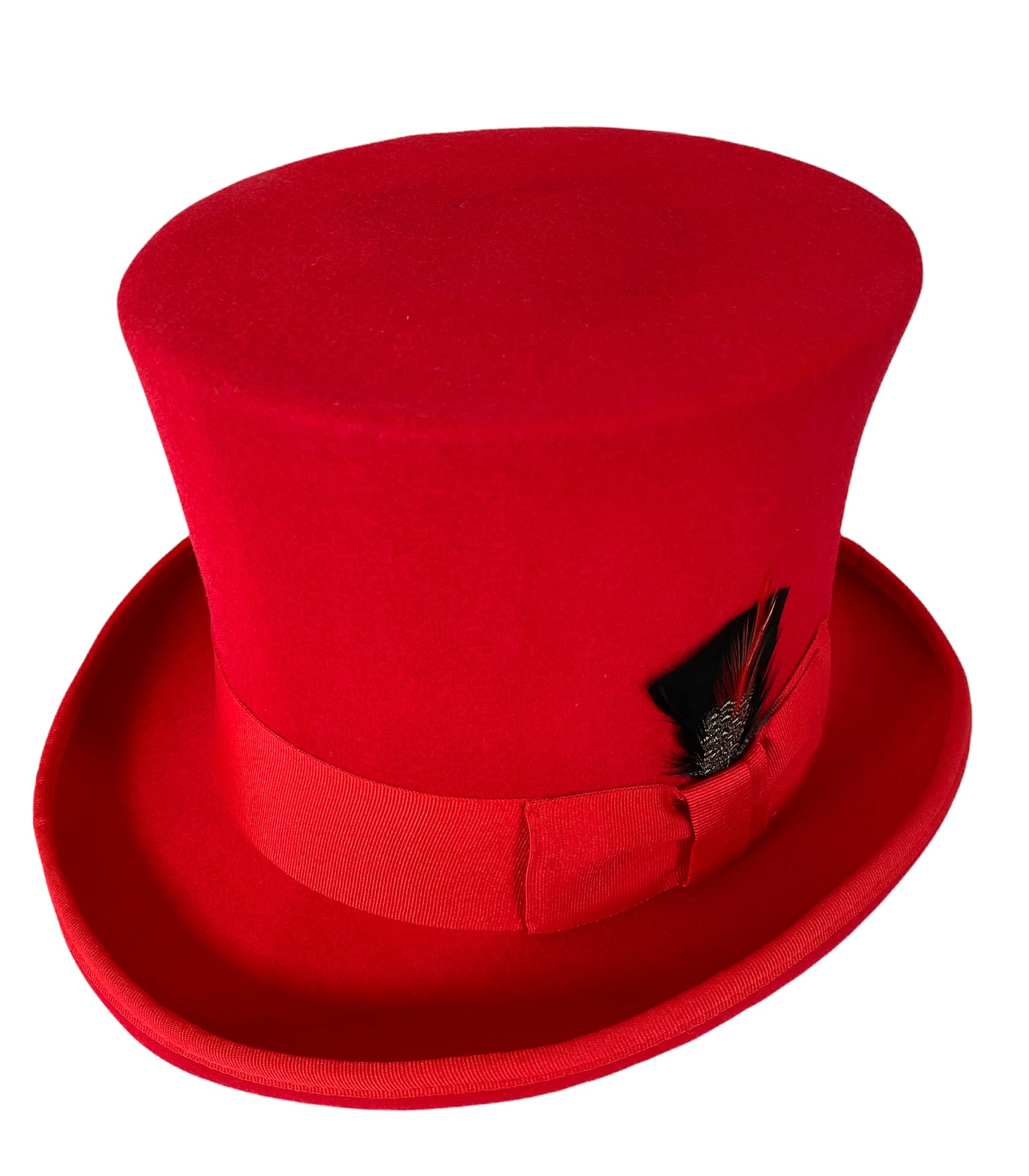 Victorian Steampunk Red Wool Felt Top Hat - 6