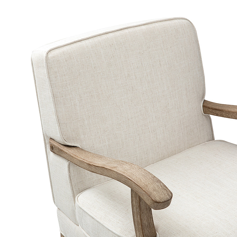 Randolph Farmhouse Upholstered Accent Chair with Wooden Legs - Comfortable Living Room Armchair for Home Decor, Reading Nook & Cozy Sitting Area (Multiple Style Options Available)