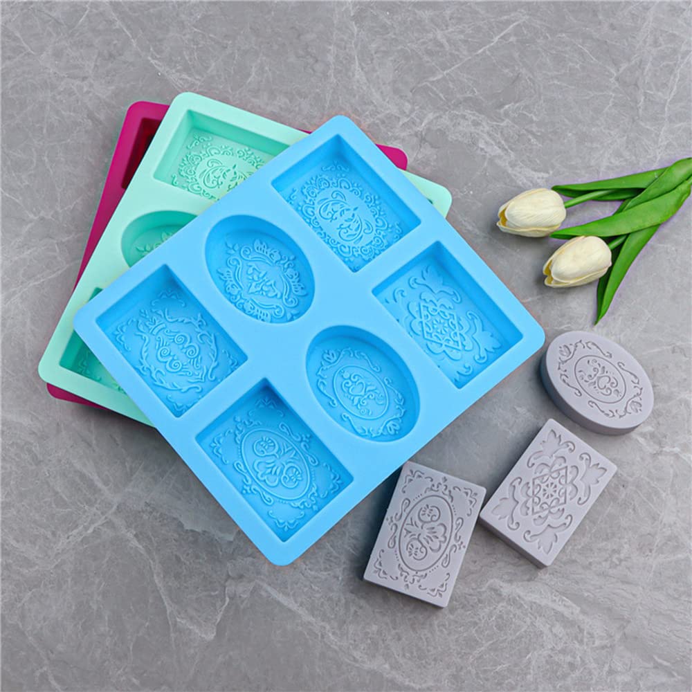 2-Pack Silicone Soap Molds for Handmade Soap Making - Rectangle, Oval & Flower Shapes - Reusable Baking & Bath Molds for DIY Crafts, Gifts & Home Spa Relaxation