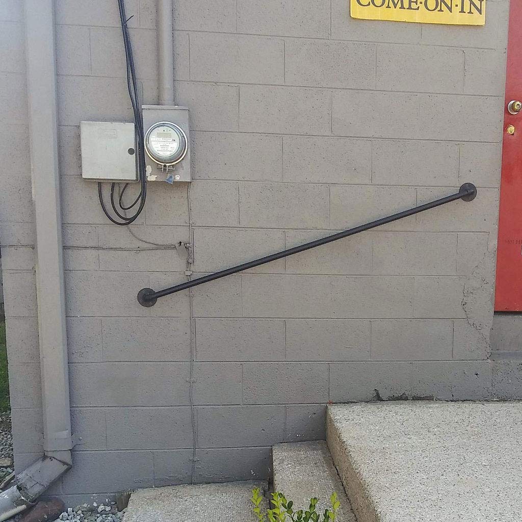OUG Wall-Mounted Safety Handrail - Indoor/Outdoor Black Wrought Iron Stair Railing with Anti-Slip Grip for Elderly, Kids & Disabled (Custom Size) - Perfect for Bathrooms, Stairs, Porches & Senior Living Spaces