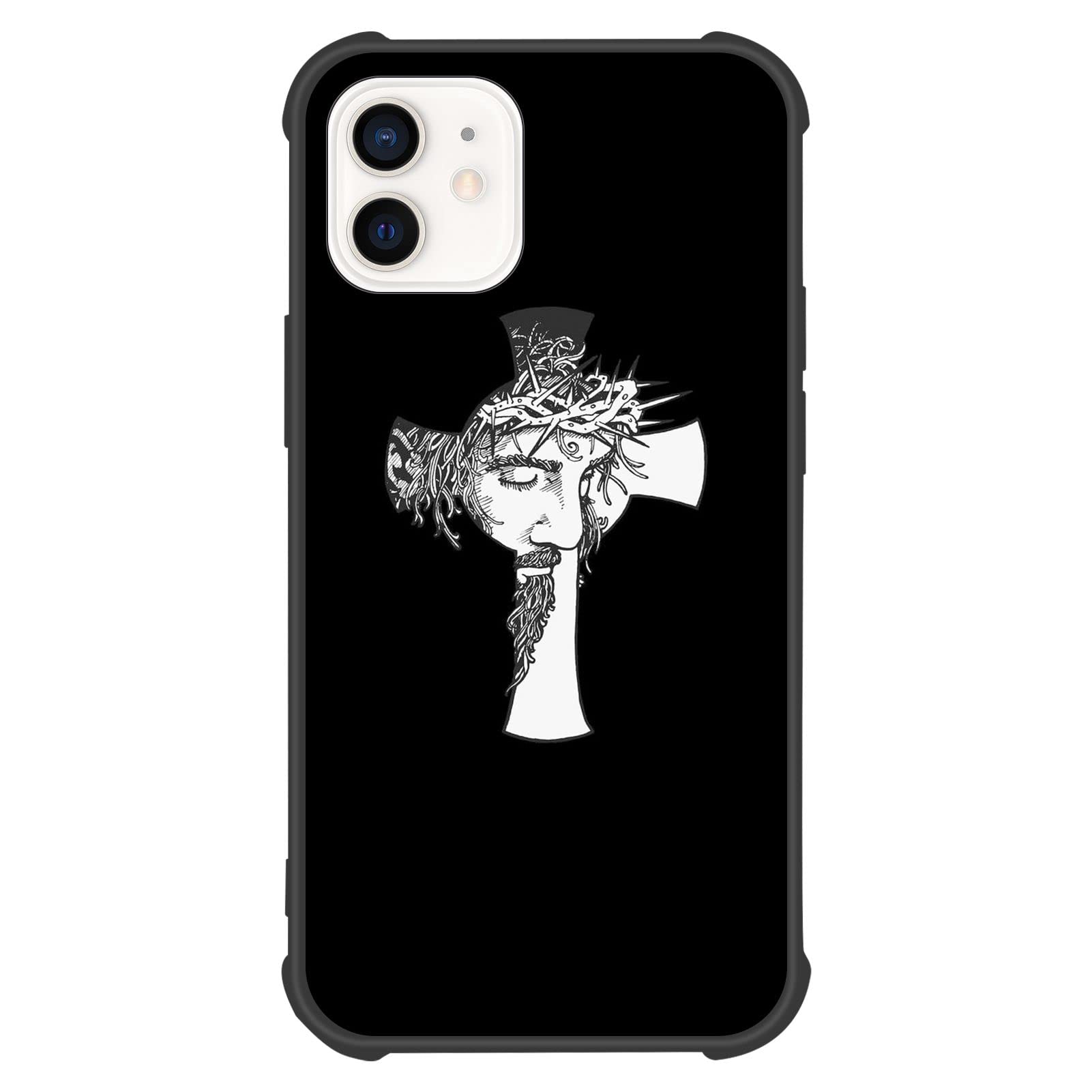 Shockproof iPhone 12 Mini Case [5.4 Inch] with Non-Slip Bumper & Jesus Cross Design - Protective Phone Cover for Daily Use, Outdoor Activities & Travel