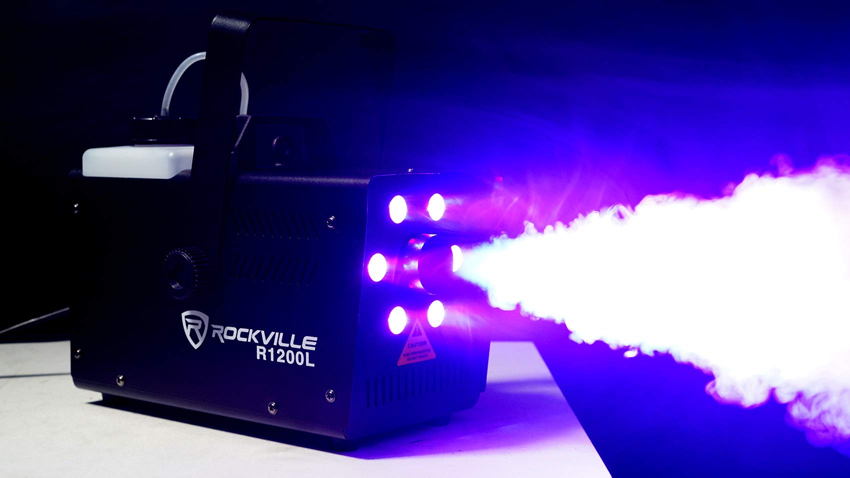 Rockville R1200L Professional Fog & Smoke Machine with LED Lights & Strobe, 7-Channel DMX Control & 2 Remotes - Perfect for Halloween Parties, Stage Shows, and Nightclub Events (Black)