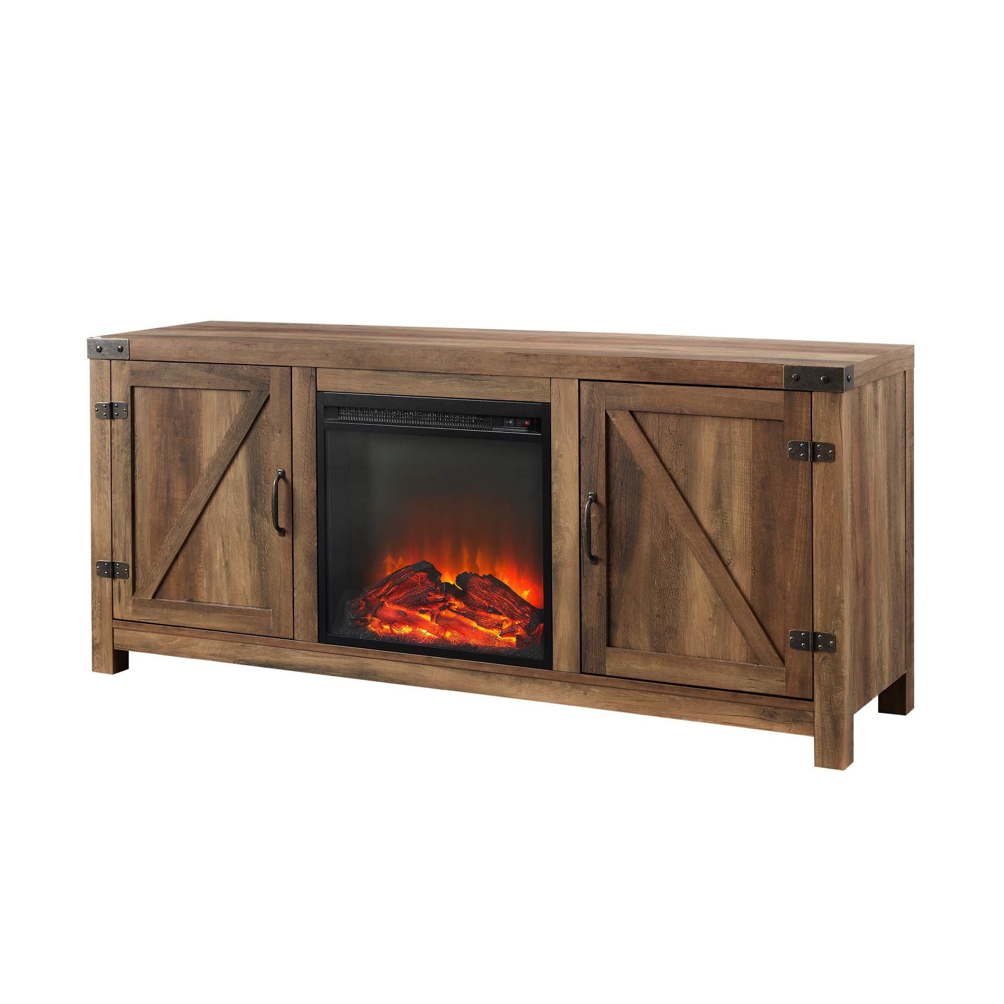 Walker Edison Georgetown Modern Farmhouse 65 Inch TV Stand with Double Barn Doors - Rustic Oak Finish TV Cabinet for Living Room, Bedroom & Home Theater