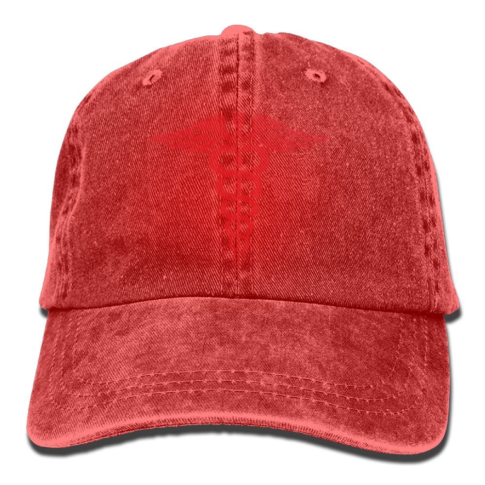 Hermes Caduceus Staff Denim Baseball Cap - Adjustable Cotton Sport Strap Hat for Men & Women | Perfect for Baseball Games, Outdoor Activities & Fashion Streetwear