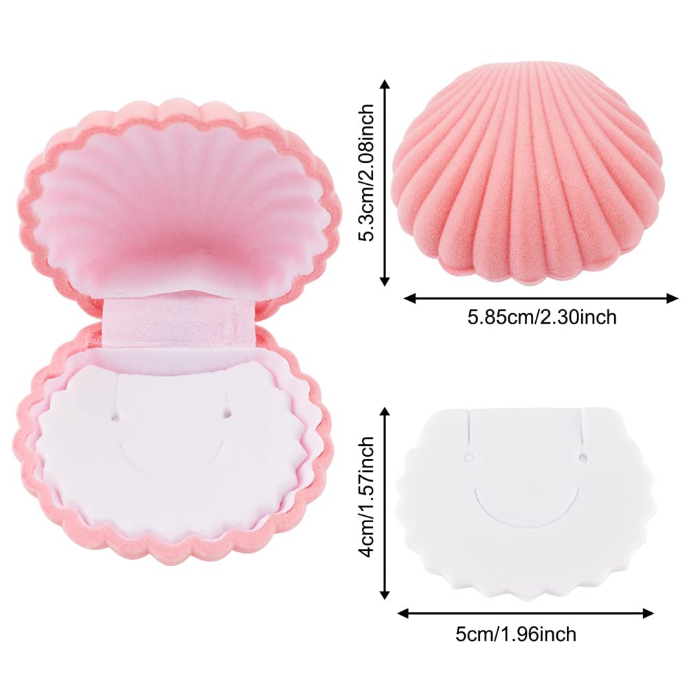 FASHEWELRY Pink Velvet Jewelry Gift Box - Elegant Shell-Shaped Ring & Earring Storage Case for Wedding, Valentine's Day, Birthday, Anniversary - Perfect for Jewelry Presentation & Special Occasion Gifting