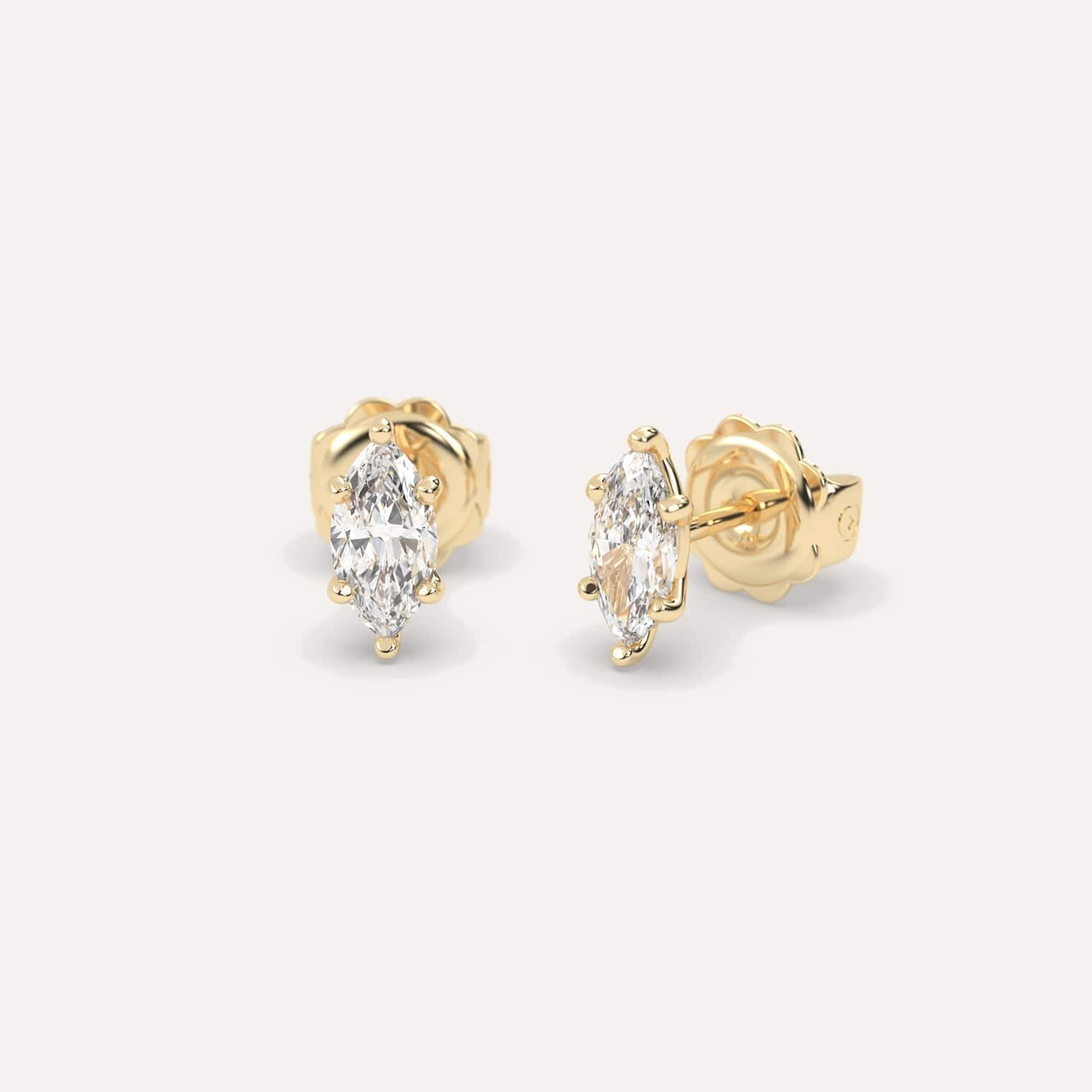 1 Carat Marquise Cut Diamond Stud Earrings for Women - 14K White Gold Dainty Elegant Jewelry - Perfect for Weddings, Anniversaries & Special Occasions