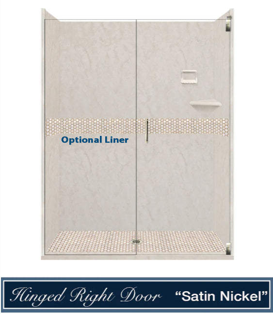 Premium Rafe Marble Alcove Shower Kit with 3 Accent Options (Liner Optional) - Luxury Bathroom Upgrade for Modern Homes & Spa-Like Experience