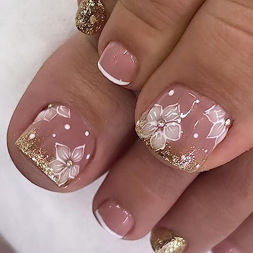 Glitter French with Flowers