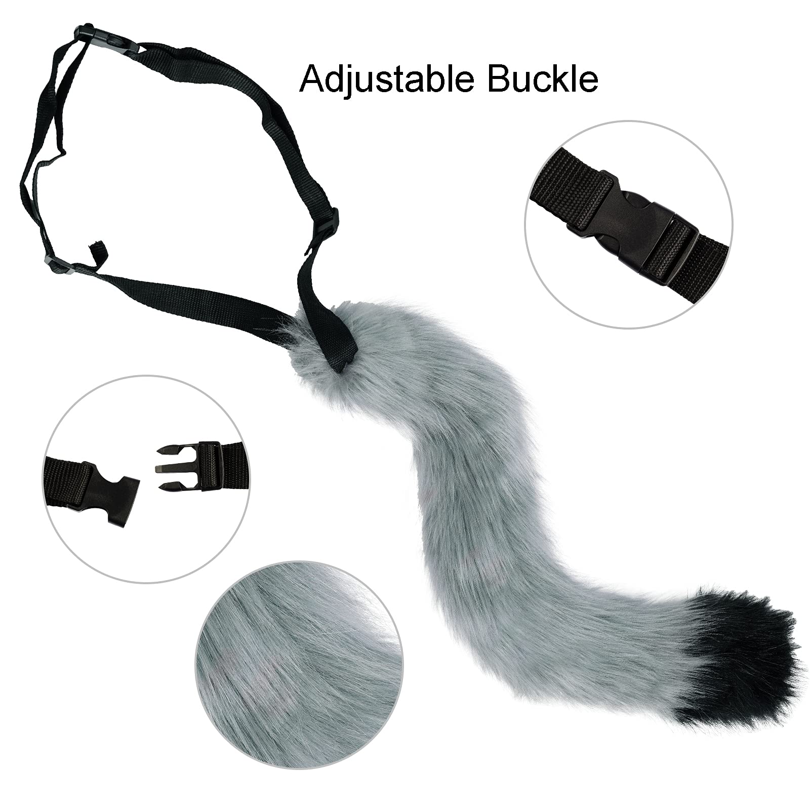Faux Fur Wolf Fox Tail Hair Clips with Ears & Gloves Set - Halloween Christmas Cosplay Costume Accessories for Party Dress Up, Cosplay, and Themed Events