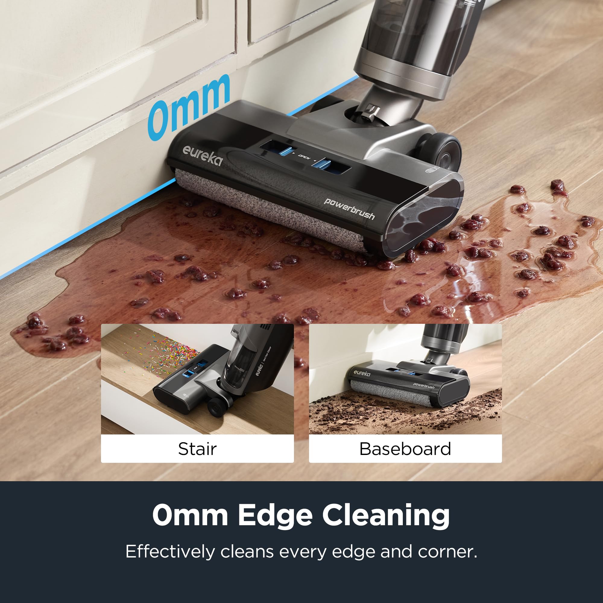 Eureka NEW430BL Cordless Wet Dry Vacuum Cleaner - Self Cleaning Vacuum and Mop Combo for Hard Floors, Pet Hair, Sticky Messes - Blue | Perfect for Home Cleaning, Pet Owners, Quick Spill Cleanup & Deep Floor Washing