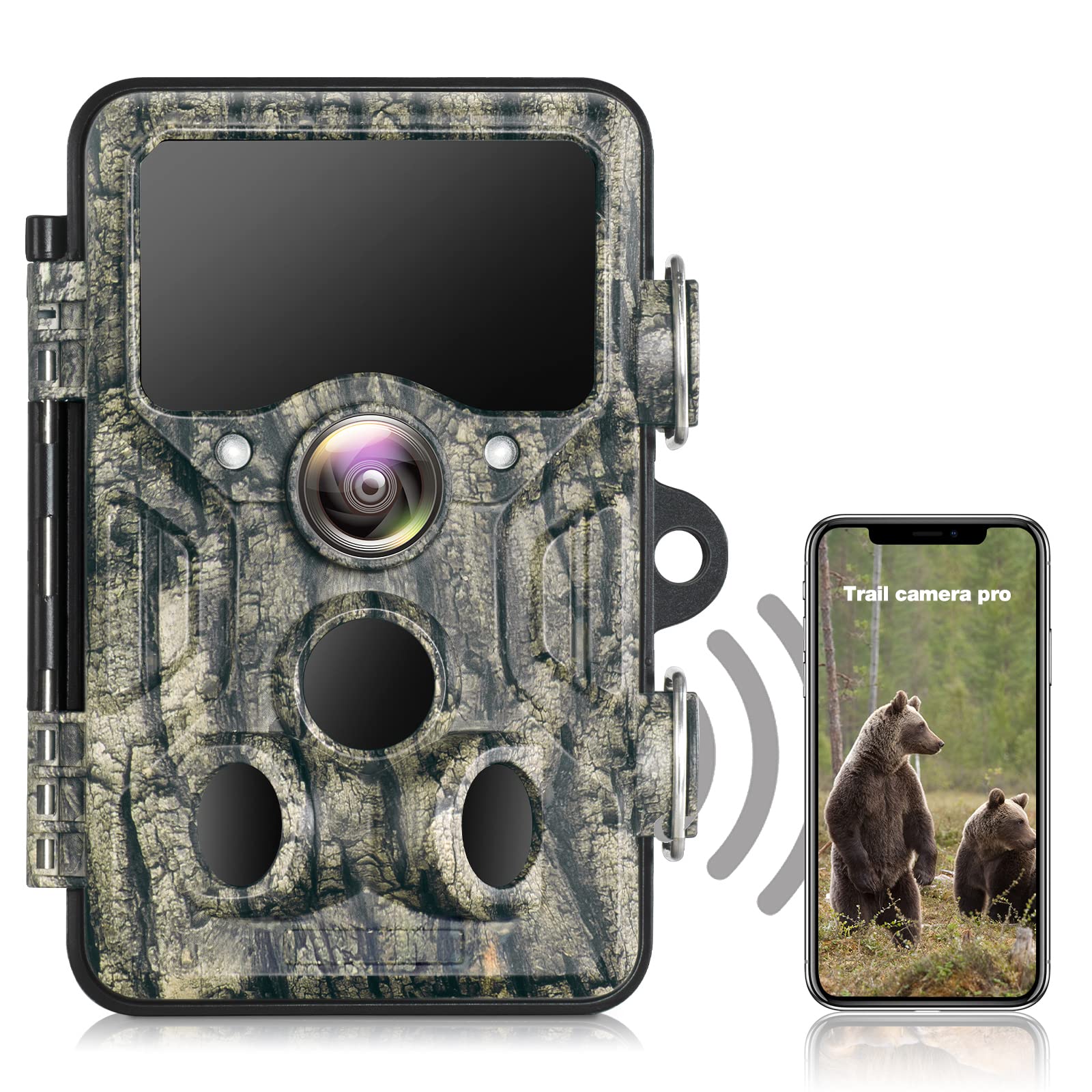 20MP 1296P WiFi Trail Camera with Night Vision, 120° Wide Angle Motion Detection & IP66 Waterproof - Ideal for Wildlife Monitoring, Hunting, and Outdoor Security Surveillance