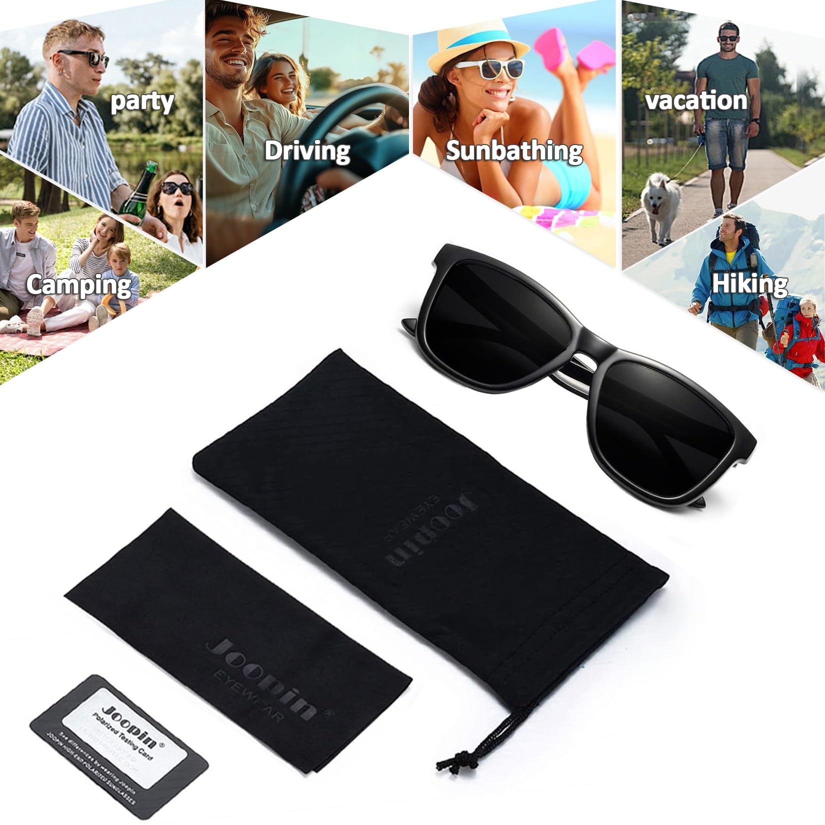 Joopin Square Polarized Sunglasses for Men & Women - 100% UV Protection, Trendy Designer Shades for Outdoor Activities, Driving, and Beach Vacations