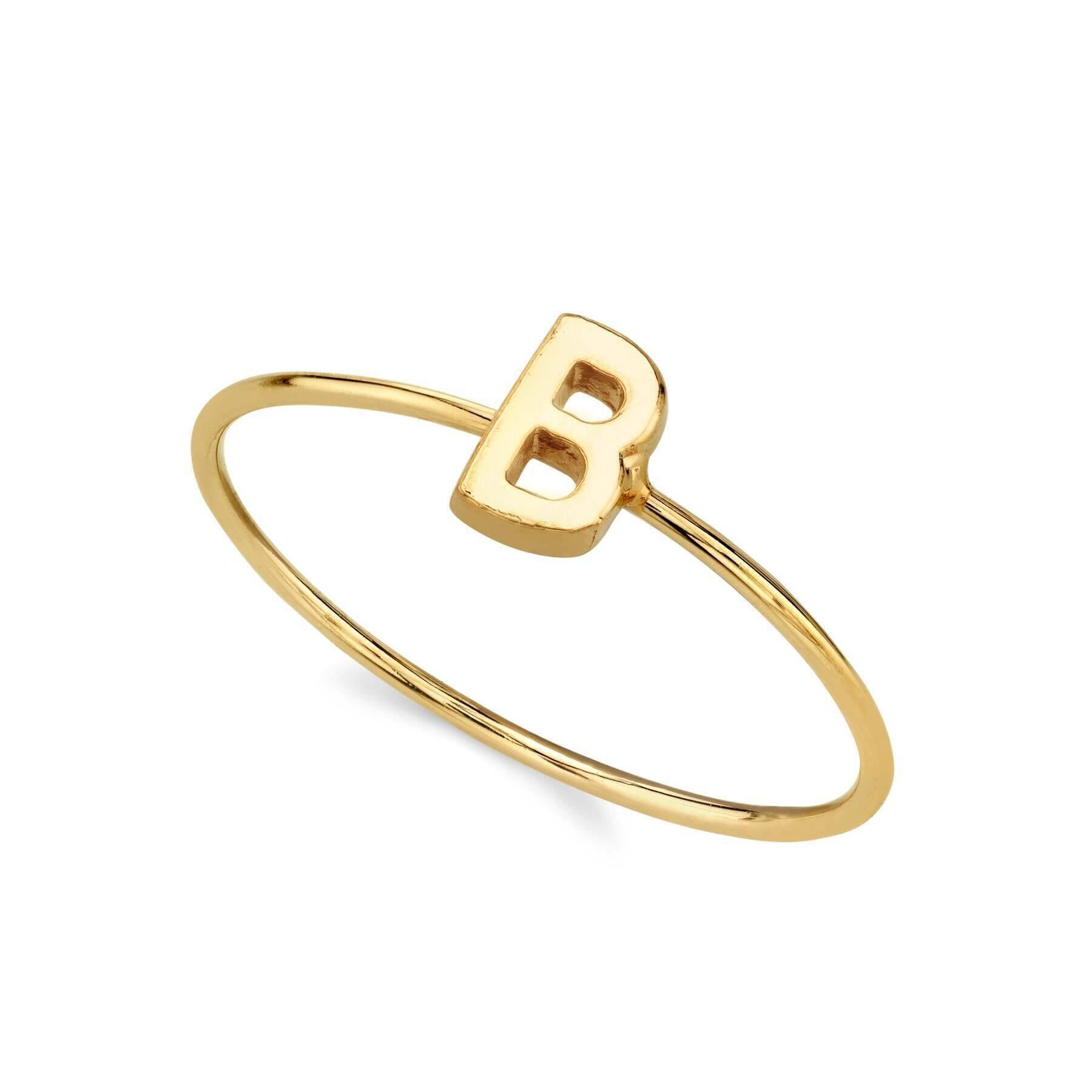 1928 Gold Initial Ring for Women - Personalized Monogram Letter Ring Size 7 - Elegant Dainty Jewelry Gift for Her - Perfect for Birthdays, Anniversaries & Special Occasions